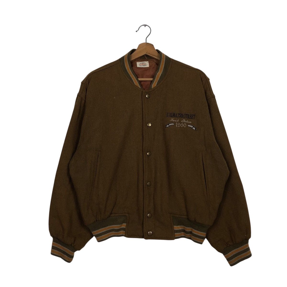 Japanese Brand 📌Rich Brown Bomber Jacket Expressly Big Logo Issey Miyake Size US M / EU 48-50 / 2 - 2 Thumbnail