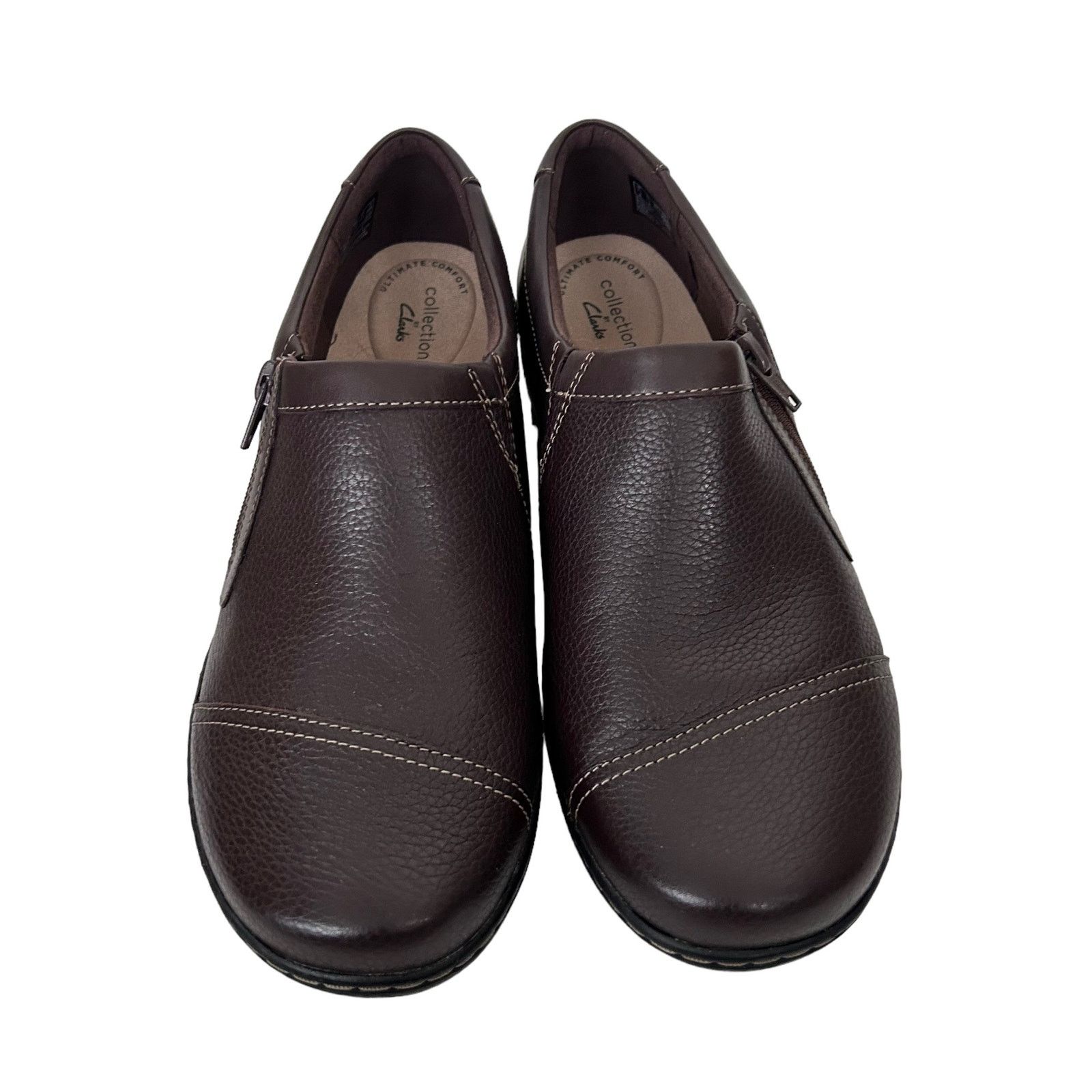 Clarks Clarks Cora Giny Brown Leather Loafers Sz 10W Size US 10 / IT 40 - 3 Thumbnail