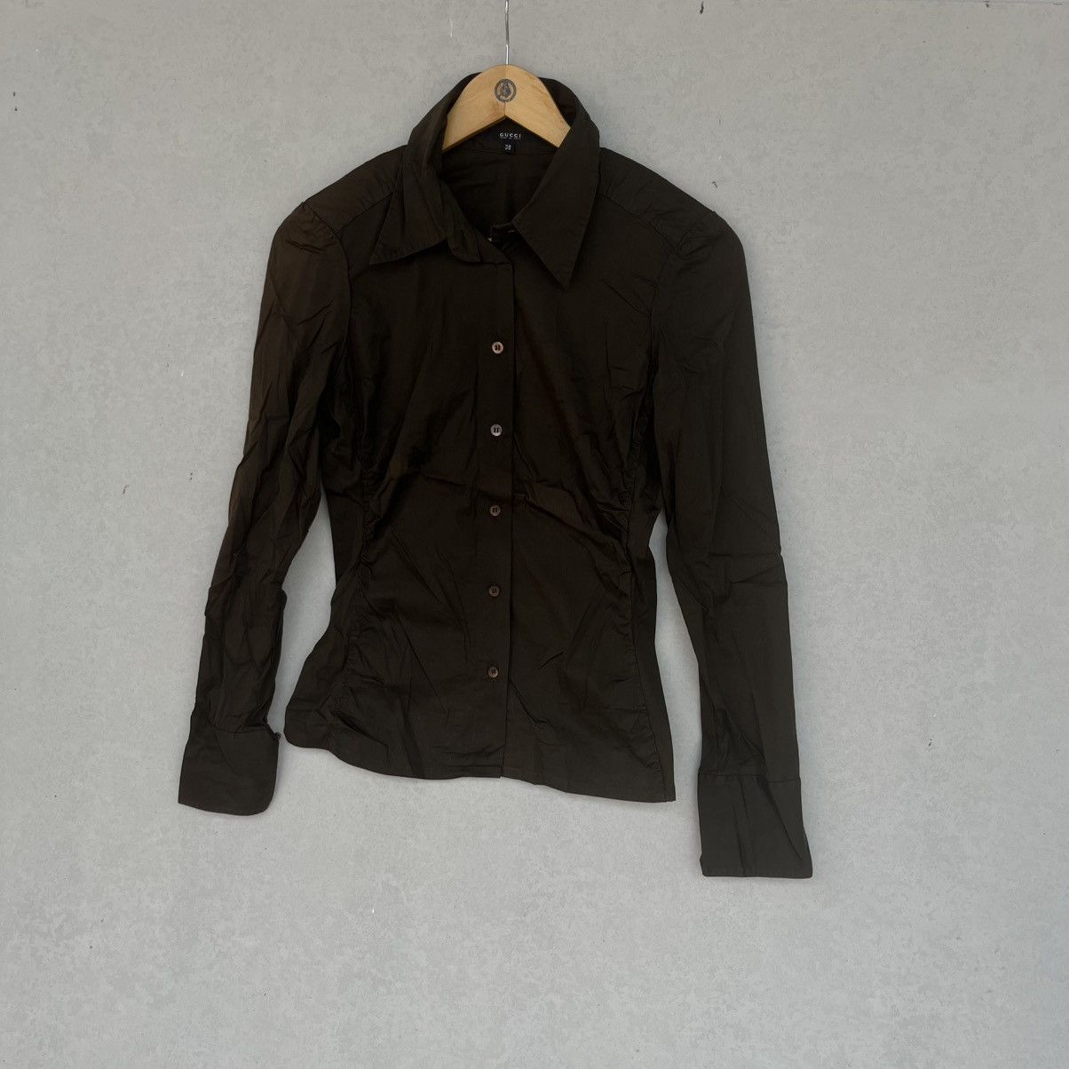 Other Vintage Gucci Brown Button Up Shirt Size S Size S / US 4 / IT 40 - 2 Thumbnail