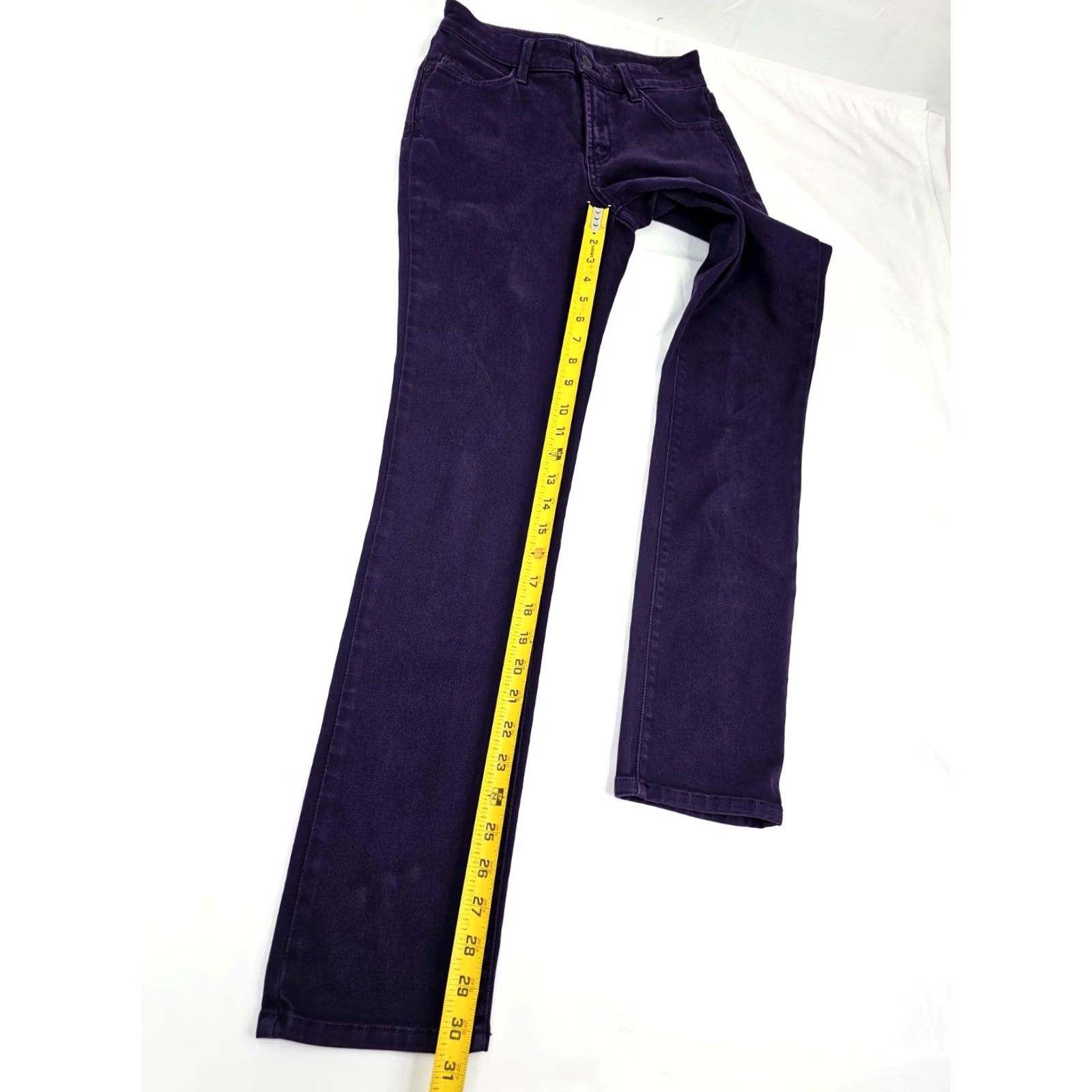 NYDJ NYDJ Marca Legging Lift Tuck Straight Leg Pant Women 4 Purple Denim Cotton Blend Spandex 30.5 Inseam 26 Waist 4/38 Size 27" / US 4 / IT 40 - 3 Thumbnail