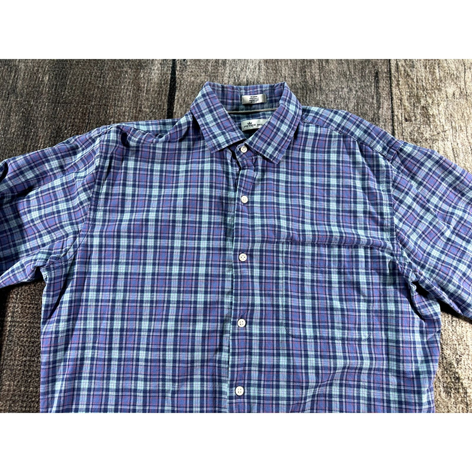 Peter Millar Peter Millar Blue Plaid Mens M Long Sleeve Button Down Shirt Size US M / EU 48-50 / 2 - 2 Thumbnail