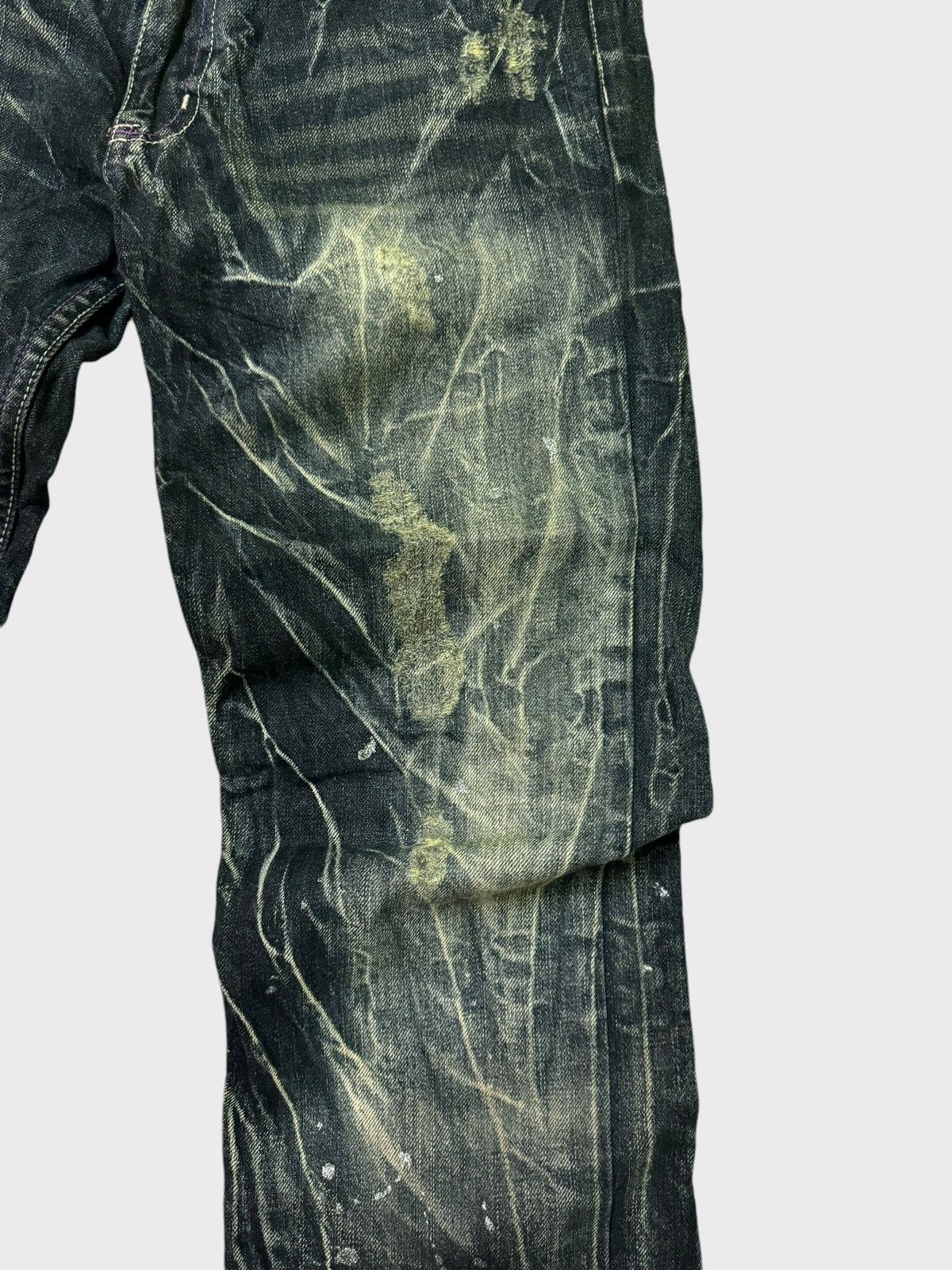 Hysteric Glamour × Japanese Brand NYLAUS JEANS Acid Wash Paint Splash Distressed Jeans Size US 30 / EU 46 - 9 Thumbnail