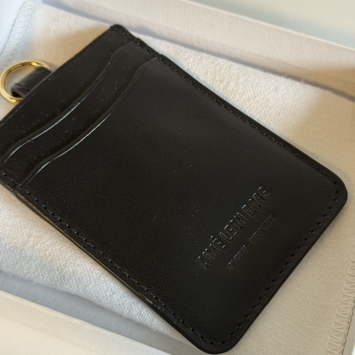 Aime Leon Dore Aime Leon Dore Debossed Logo Leather Card Holder Marine Size ONE SIZE - 5 Thumbnail
