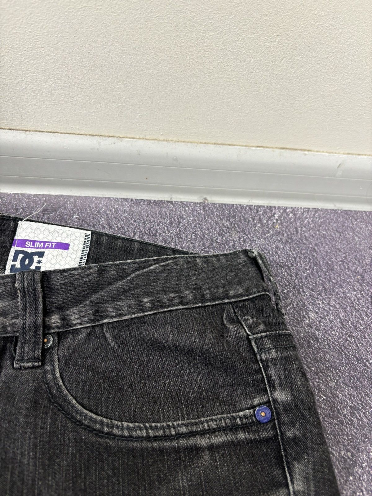DC Vintage DC 2000s Y2K Faded Black Skate Denim Baggy Jeans Size US 38 / EU 54 - 12 Thumbnail