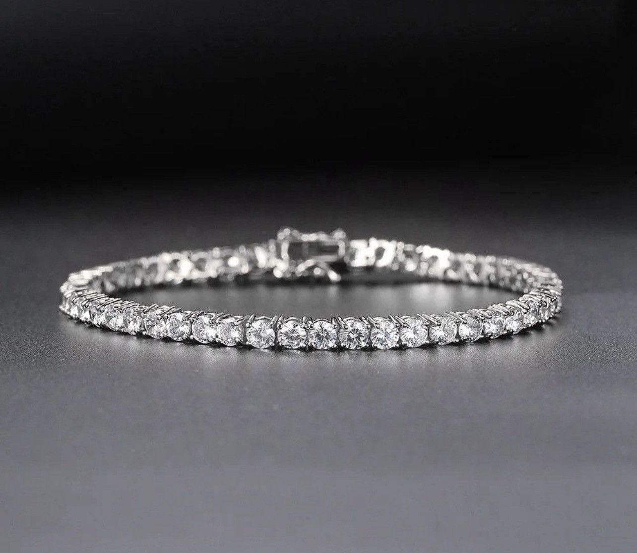 Other Silver Color 5 MM AAA Cubic Zirconia Tennis Chain Bracelet Size ONE SIZE - 1 Thumbnail