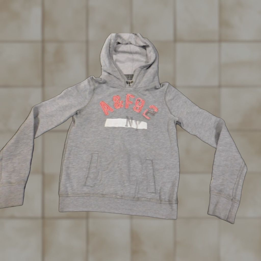 Abercrombie & Fitch VINTAGE Abercrombie & Fitch Hoodie Women Large Pullover Gray Embroidered Logo Size L / US 10 / IT 46 - 1 Thumbnail