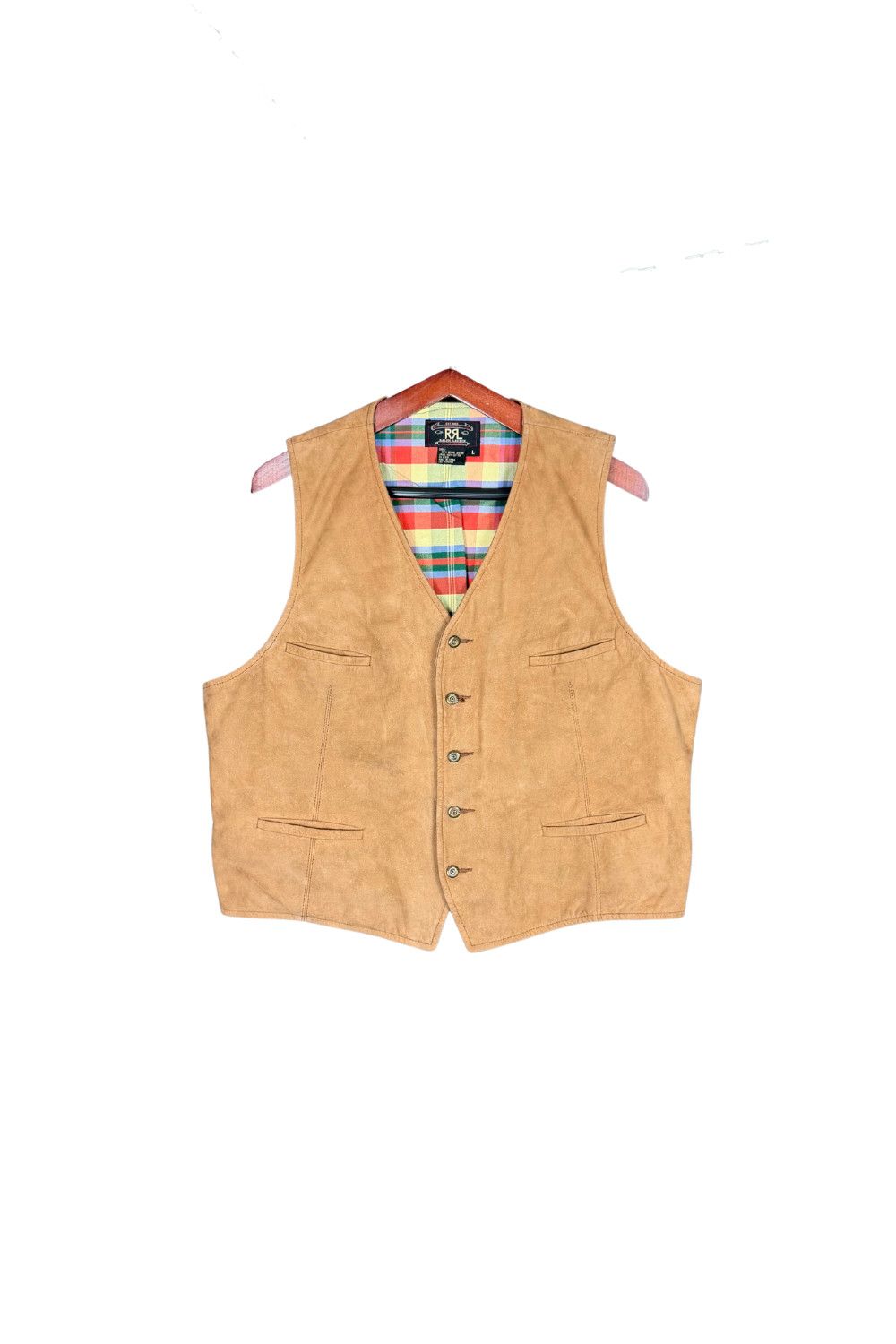 RRL Ralph Lauren Early Double RL Triple Star Madras Lined Western Waistcoat Size US L / EU 52-54 / 3 - 1 Thumbnail