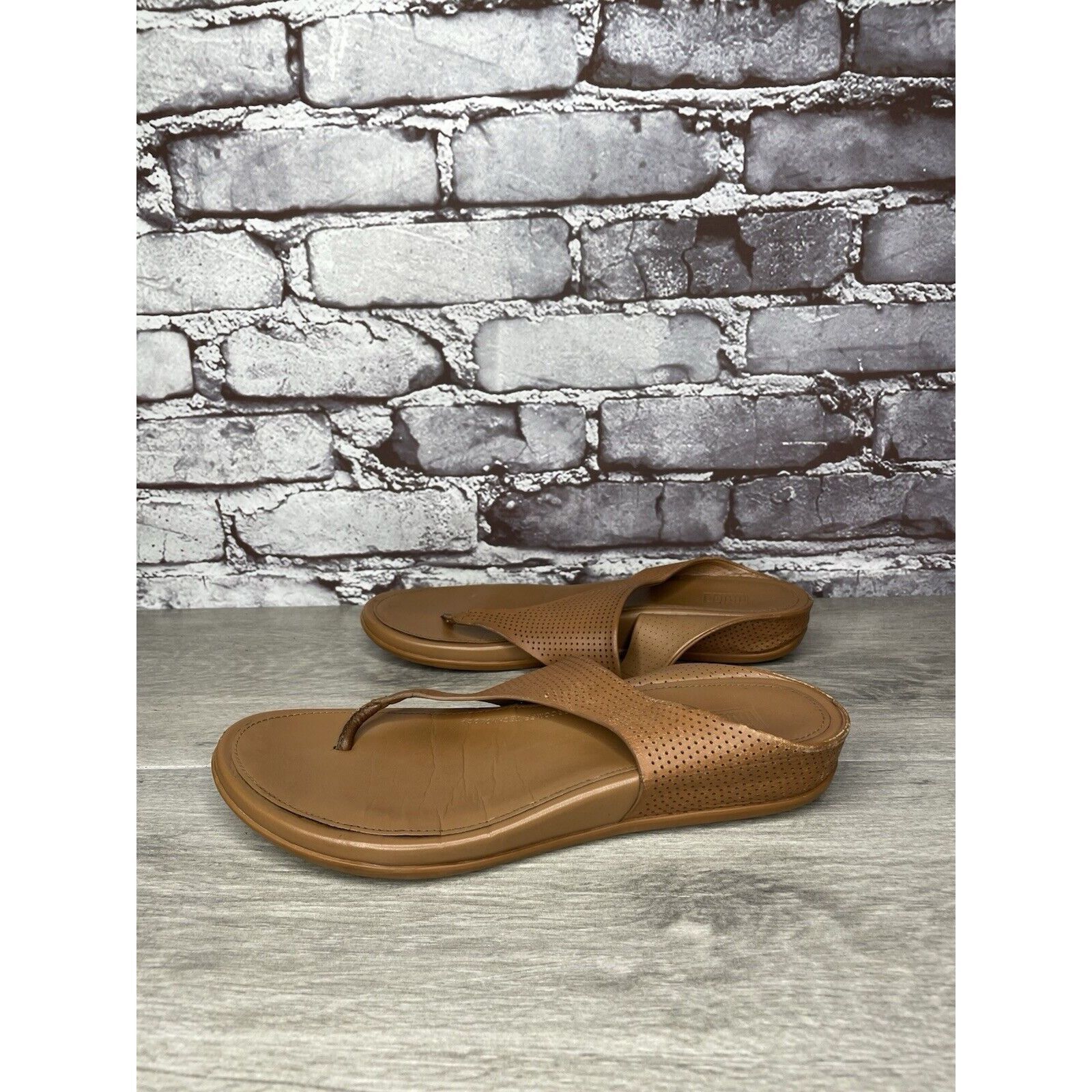 Other FITFLOP V35-592 Brown Leather Flip Flops Wedge Sandals Wome Size US 8 / IT 38 - 1 Thumbnail