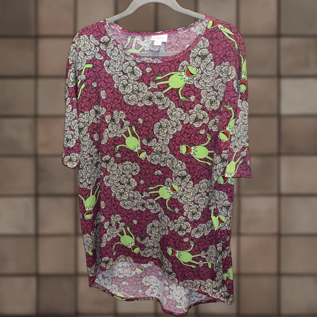 Vintage LuLaRoe Disney Irma Pink Medium Kermit the Frog Floral Tunic T-Shirt Womens M Size M / US 6-8 / IT 42-44 - 1 Thumbnail
