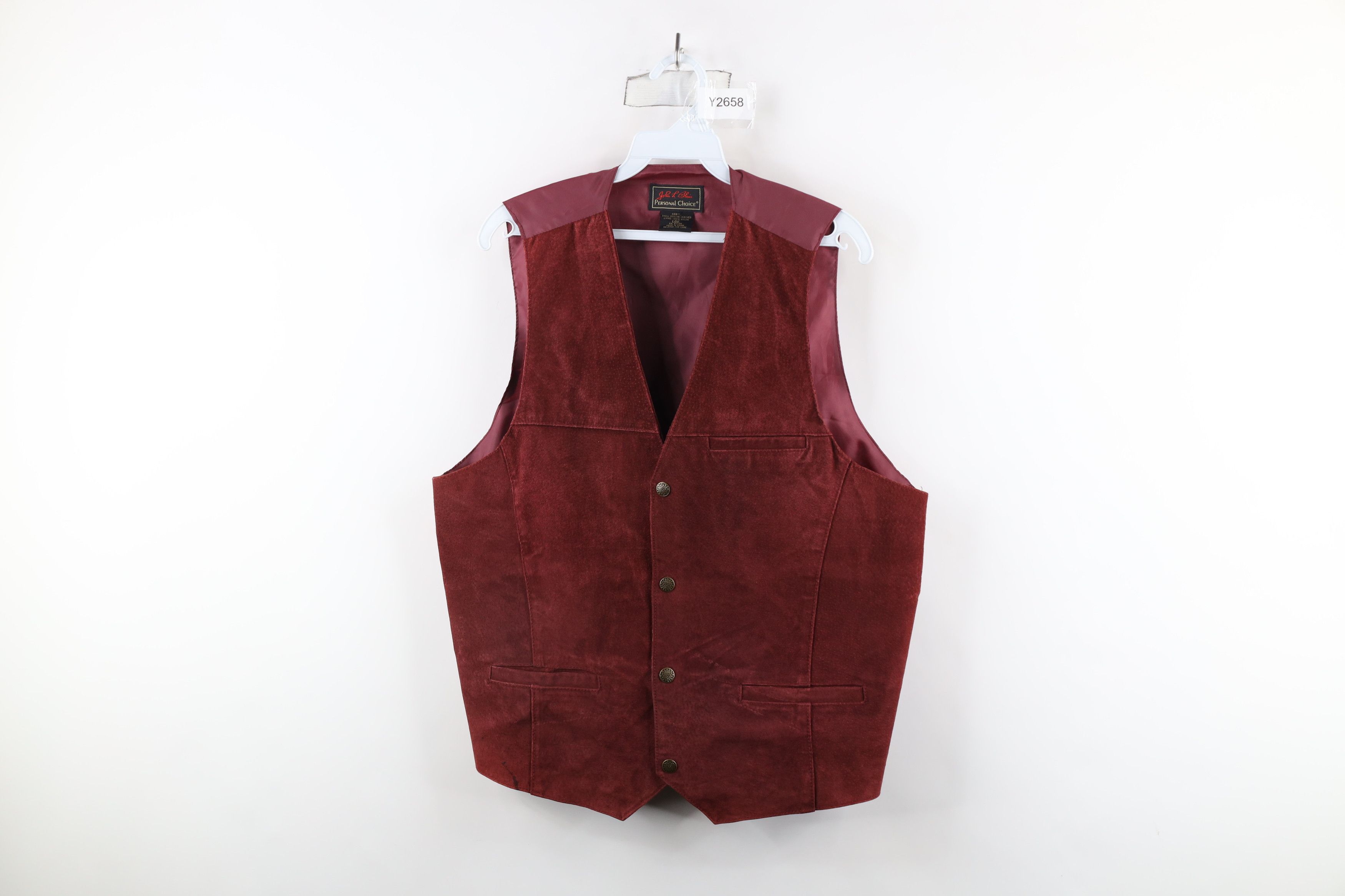 Vintage Vintage 90s Streetwear Suede Leather Button Vest Jacket Red Size US L / EU 52-54 / 3 - 1 Thumbnail
