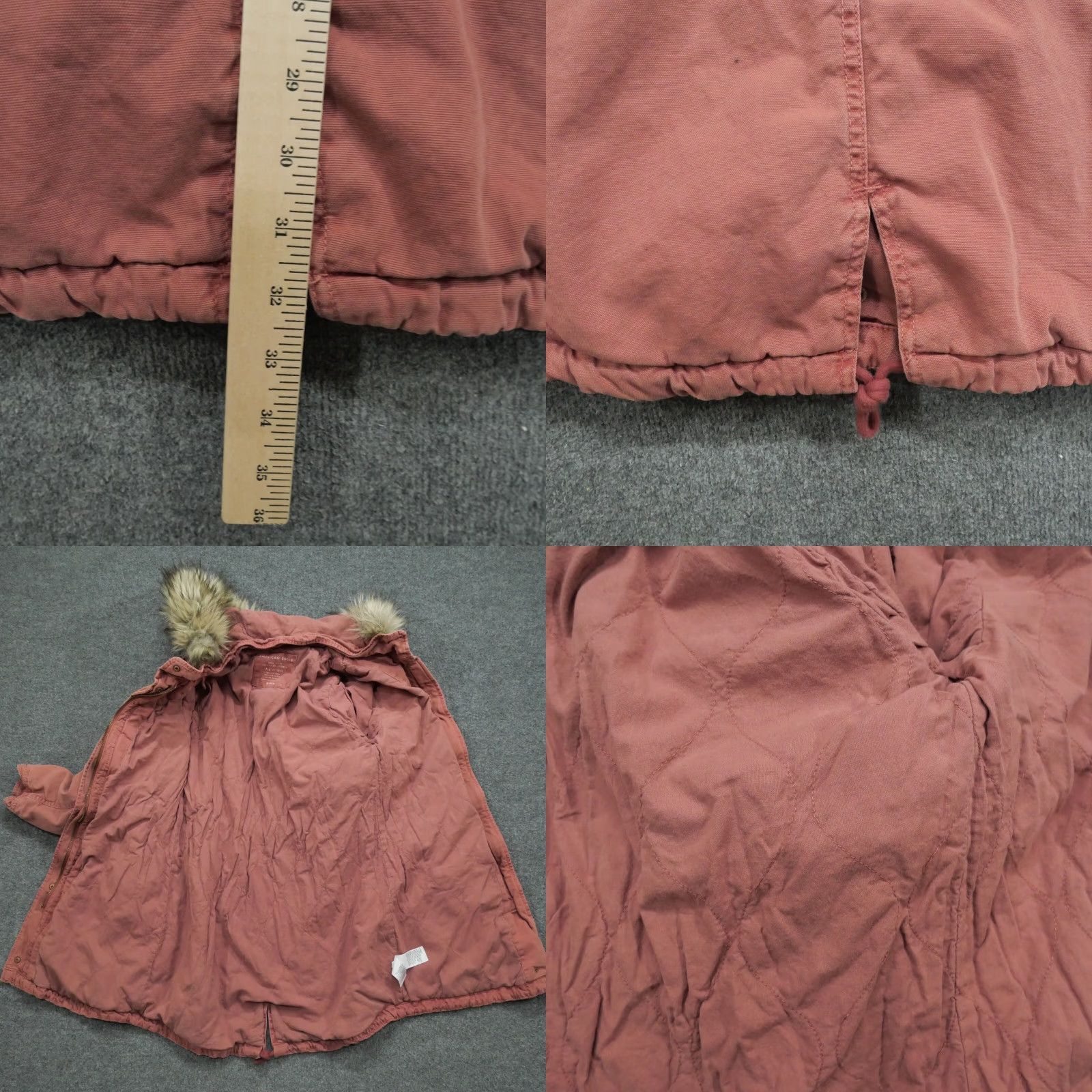 American Eagle Outfitters VINTAGE American Eagle Outfitters Jacket Womens M Pink Canvas Long Sleeve Faux Fur Trimmed Hood Button Lined Grunge Basic Jacket Casual Workwear Size M / US 6-8 / IT 42-44 - 9 Thumbnail