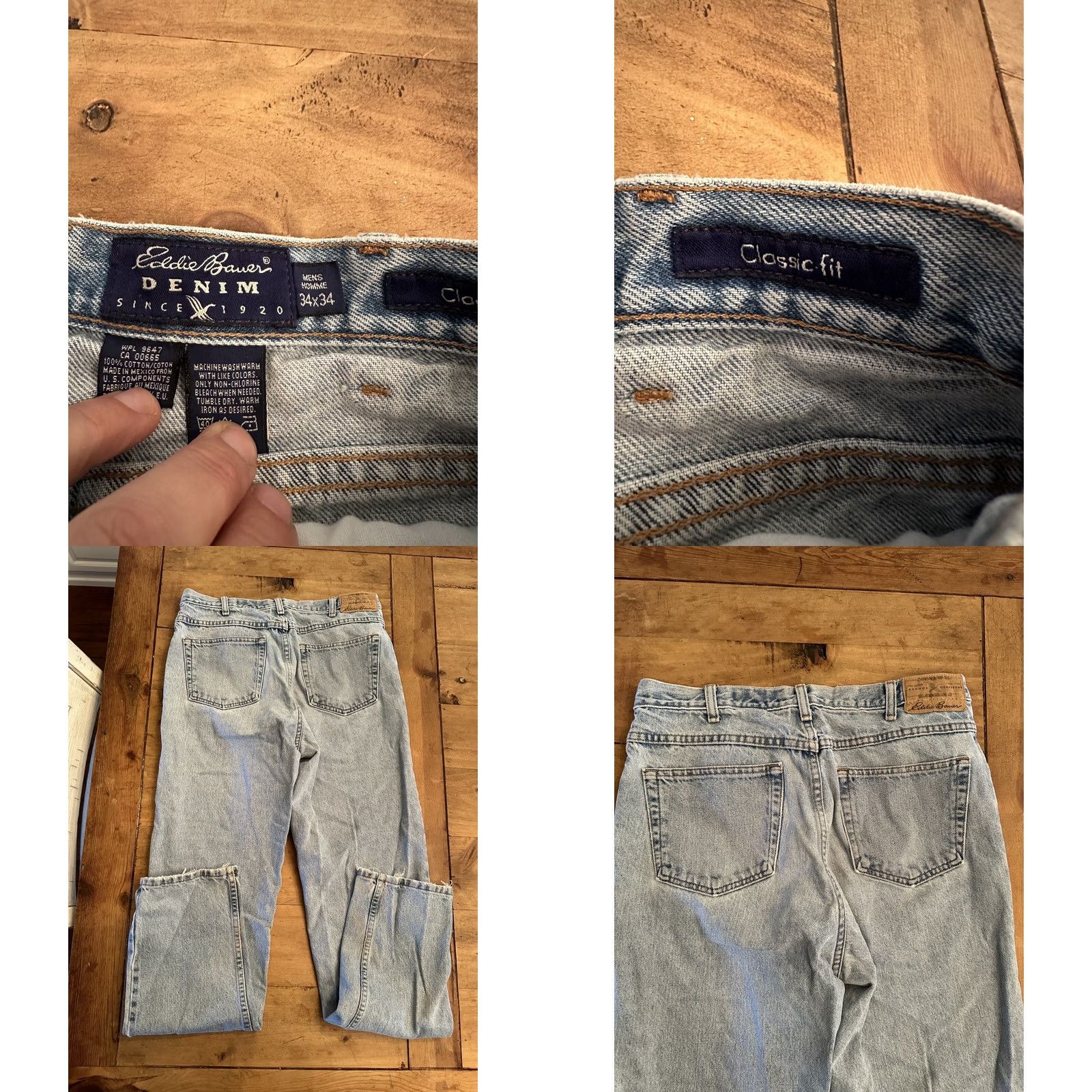 Eddie Bauer VINTAGE Eddie Bauer Jeans Mens Distressed Blue Denim Straight Leg 34 x 34 Classic Fit Regular Inseam 34 Size US 34 / EU 50 - 8 Thumbnail