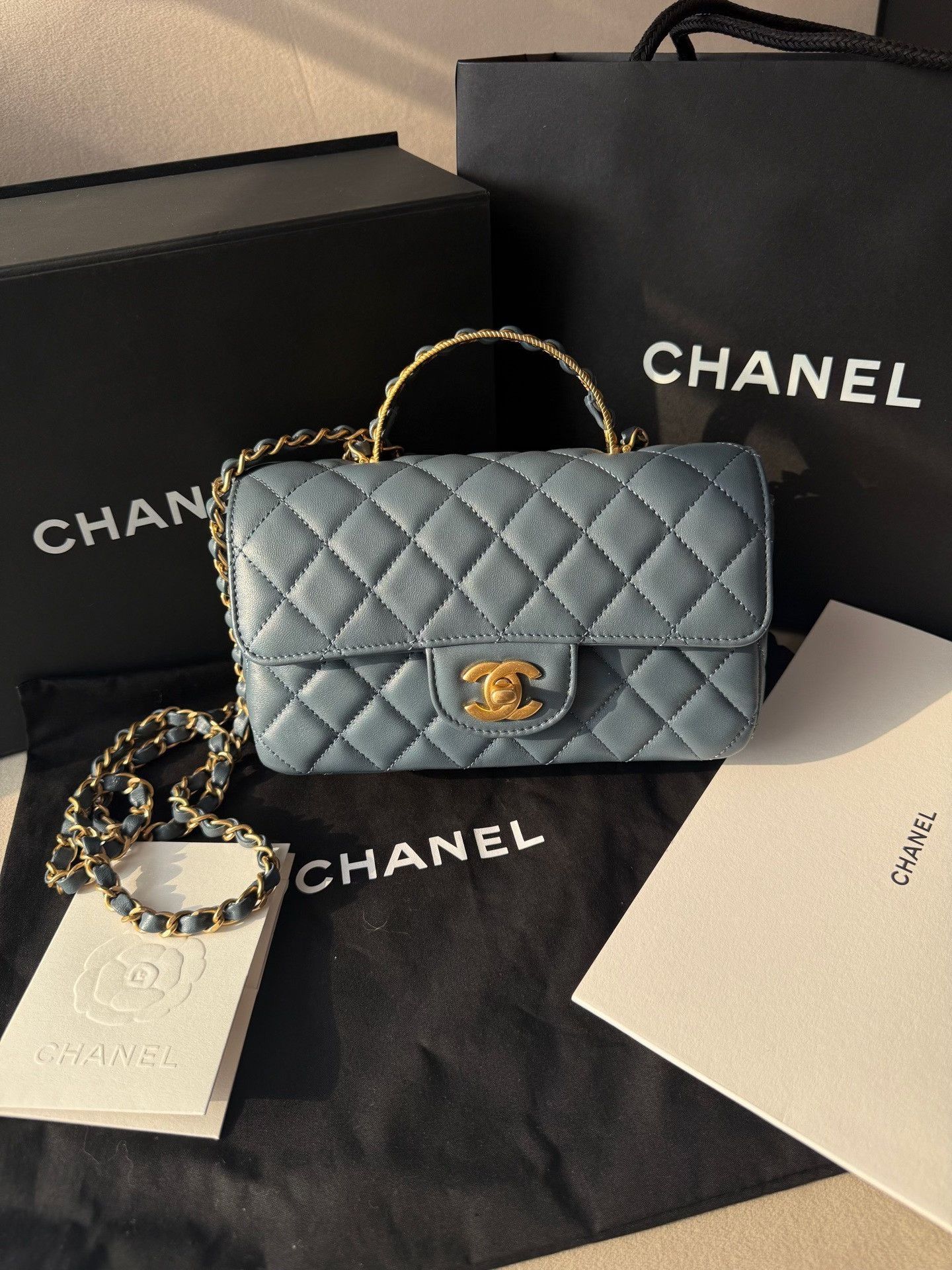 Chanel Chanel 23K CF Mini Lambskin Woven Handle Size ONE SIZE - 1 Thumbnail