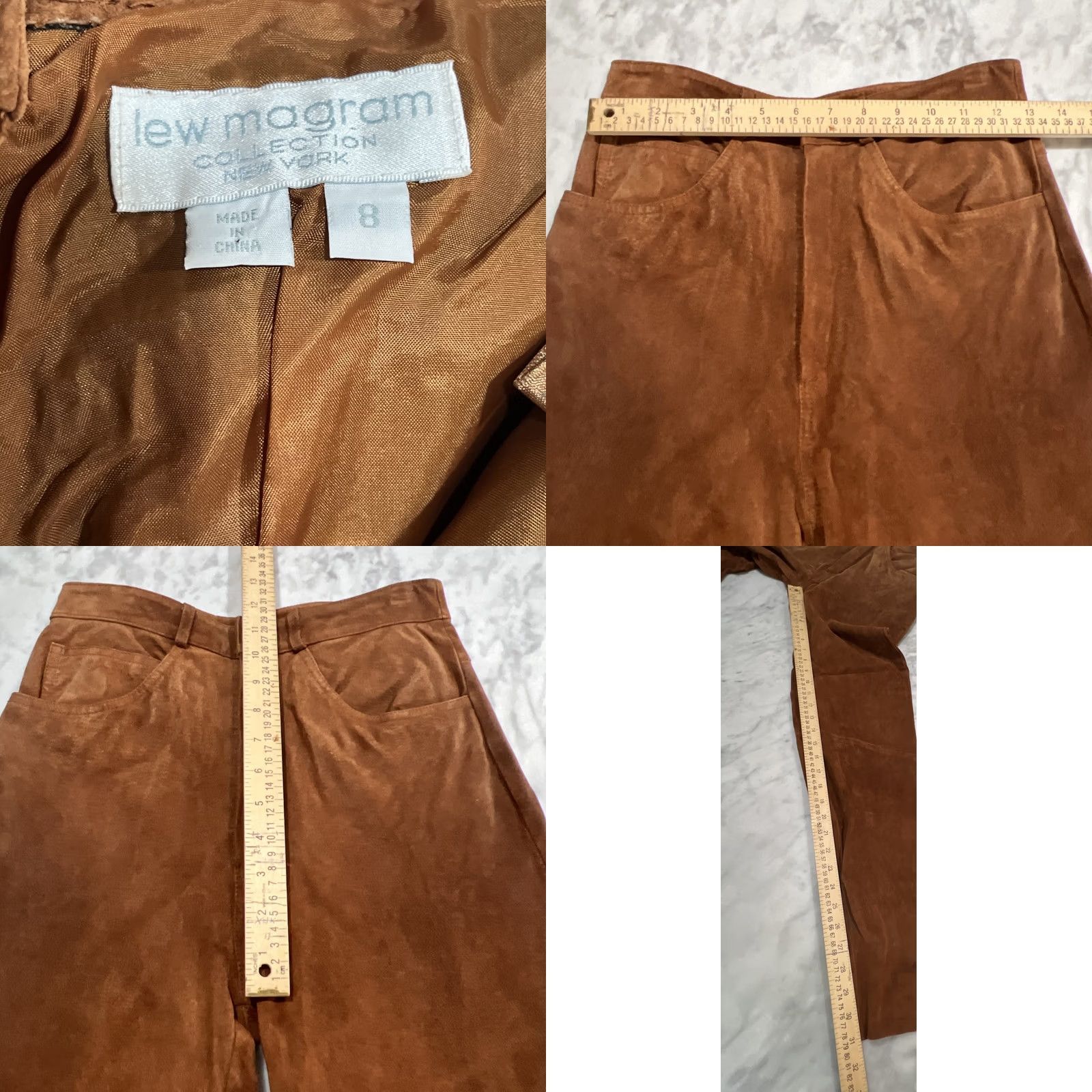 Rusty VINTAGE Lew Magram Leather Pants Women’s 8 Rusty Brown Lined Straight Inseam 30 in High Rise Brown Regular Womens Size 30" / US 8 / IT 44 - 9 Thumbnail
