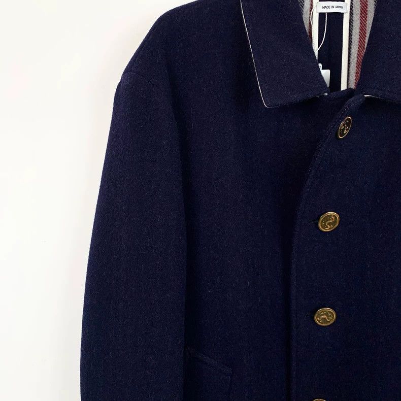 Thom Browne Thom Browne Dark blue wool lapel single-breasted coat 2503- Size US M / EU 48-50 / 2 - 3 Thumbnail