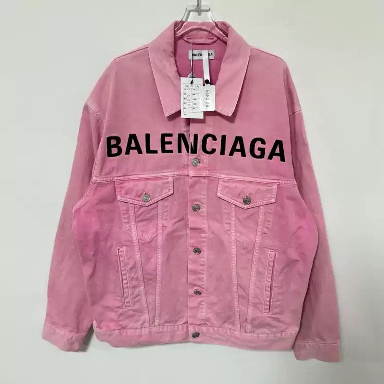 【関税＆送料込み】Balenciaga Pink Cotton Denim Jacket Pink Logo Denim Jacket | The Webster