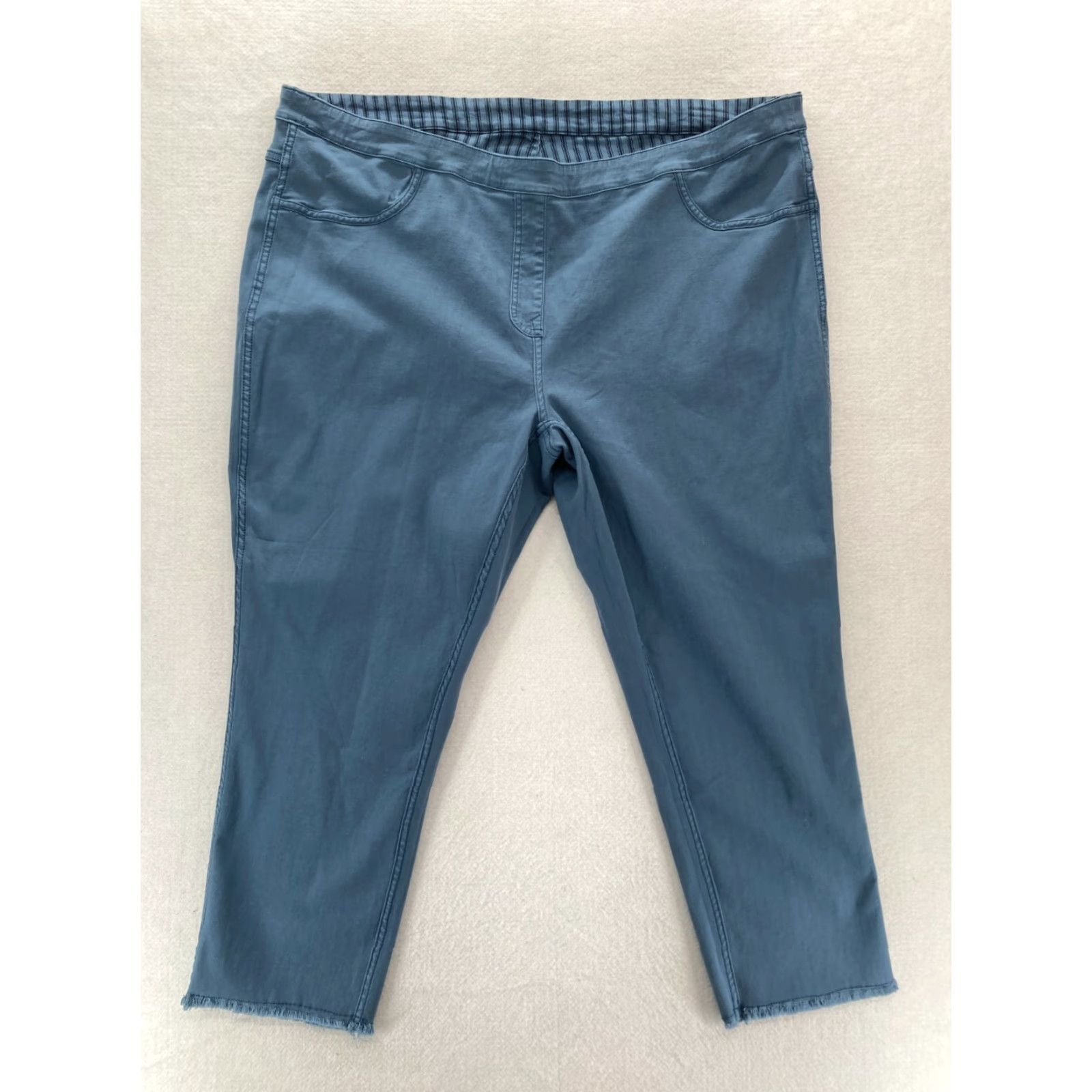 Denime DG2 Diane Gilman Jeans Women's Plus 24 Striped Denim Reversible Pull On NWT Blue Slim Skinny 5-Pocket Rise High Inseam 28 in Mens Womens Girls Size 34" / US 12 / IT 48 - 4 Thumbnail