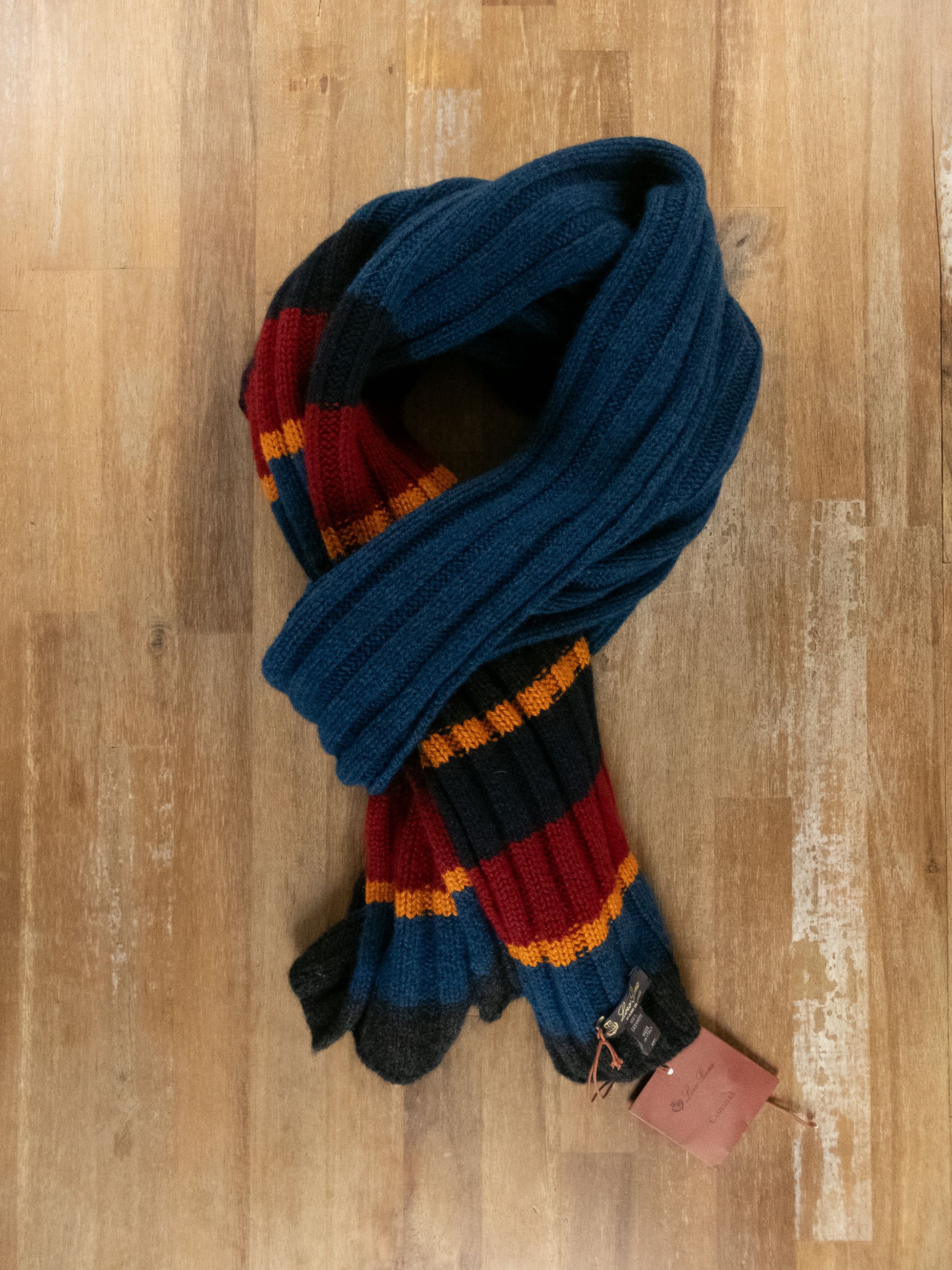 Loro Piana LORO PIANA Deer Valley blue black red knit cashmere scarf Size ONE SIZE - 4 Thumbnail
