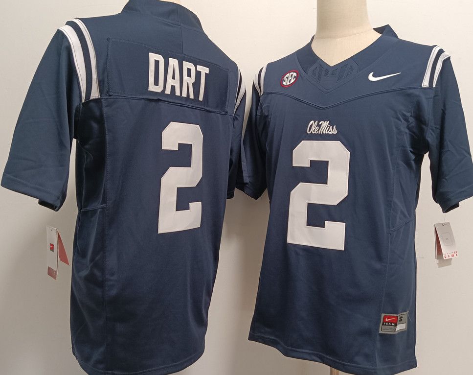 Other Men's Ole Miss Rebels #2 Jaxson Dart Navy Blue Jersey Size US M / EU 48-50 / 2 - 1 Thumbnail