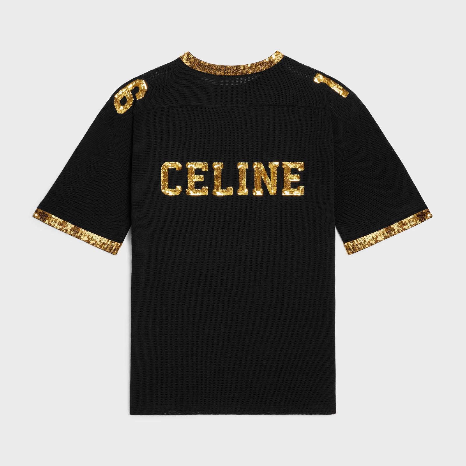 Celine o1w1db10125 2X26F818I Embroidered T-Shirt in Black & Gold Size US XXL / EU 58 / 5 - 2 Thumbnail