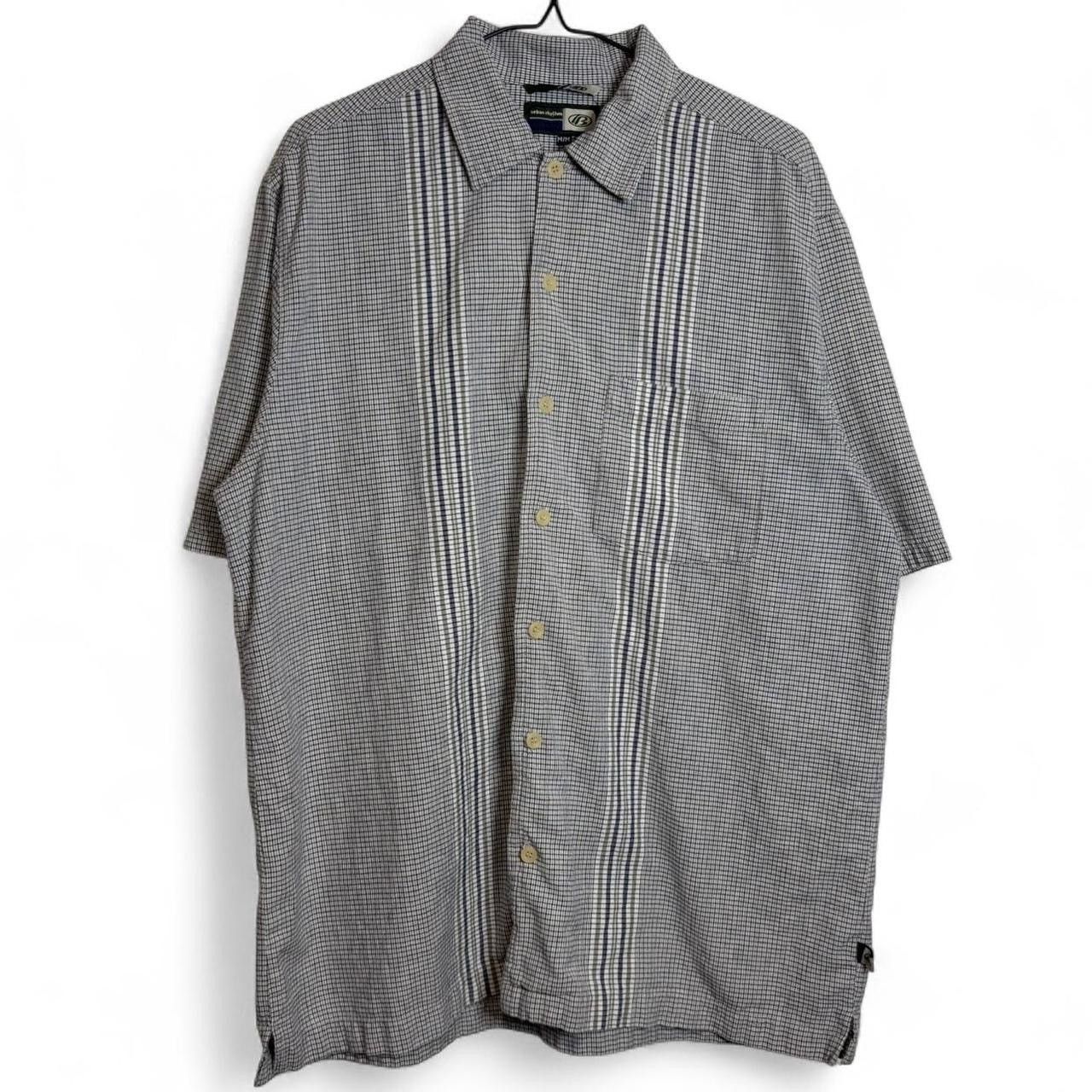 Vintage Vintage Striped Plaid Green Navy Bowling Button-Up Shirt - M Size US M / EU 48-50 / 2 - 1 Thumbnail