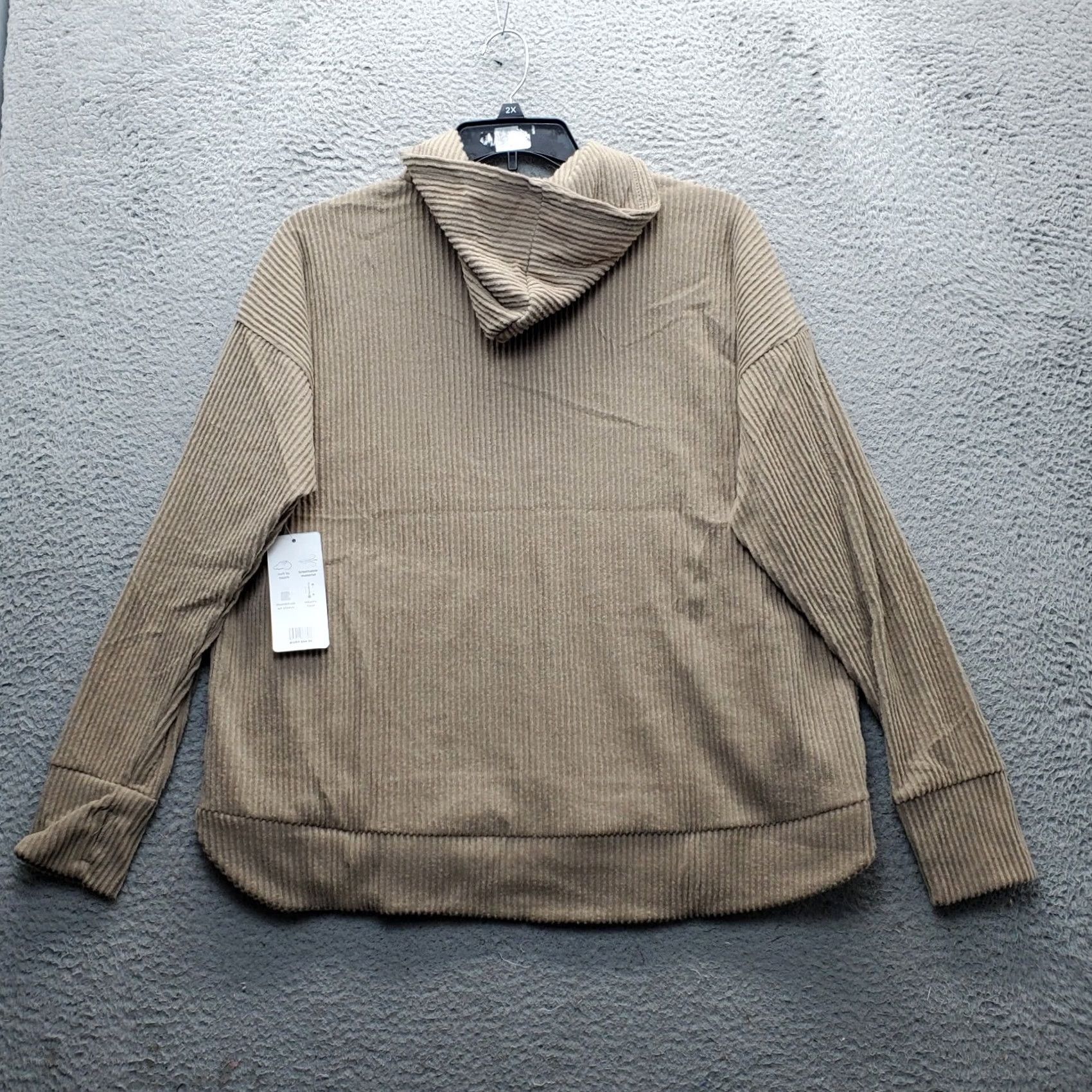 Jones New York Jones New York Hoodie Women XL Brown Stretch Sport Rib Thumb Hole Sleeve 1/4 Zip - Womens XL Brown Hoodie Size XL / US 12-14 / IT 48-50 - 2 Thumbnail