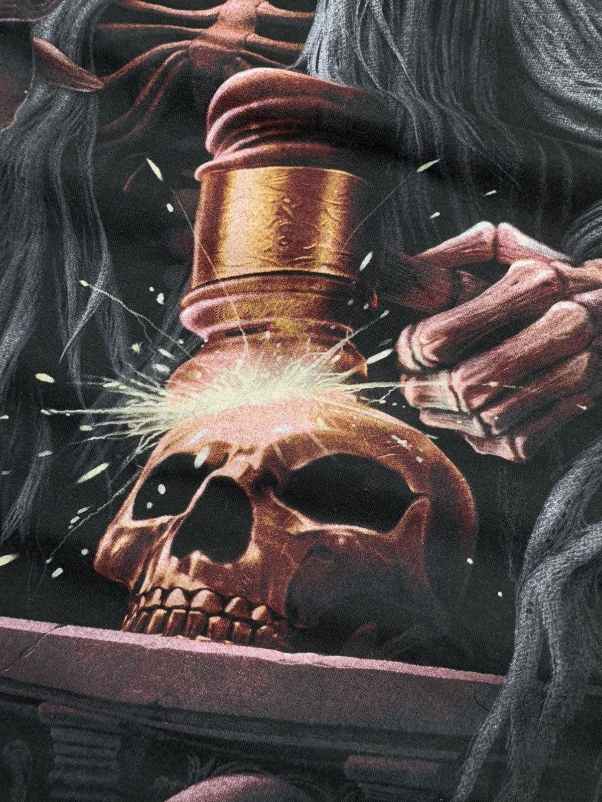 Vintage × West Coast Choppers Vintage 90s Spiral reaper skull skeleton guilty judge tee Size US XL / EU 56 / 4 - 8 Thumbnail