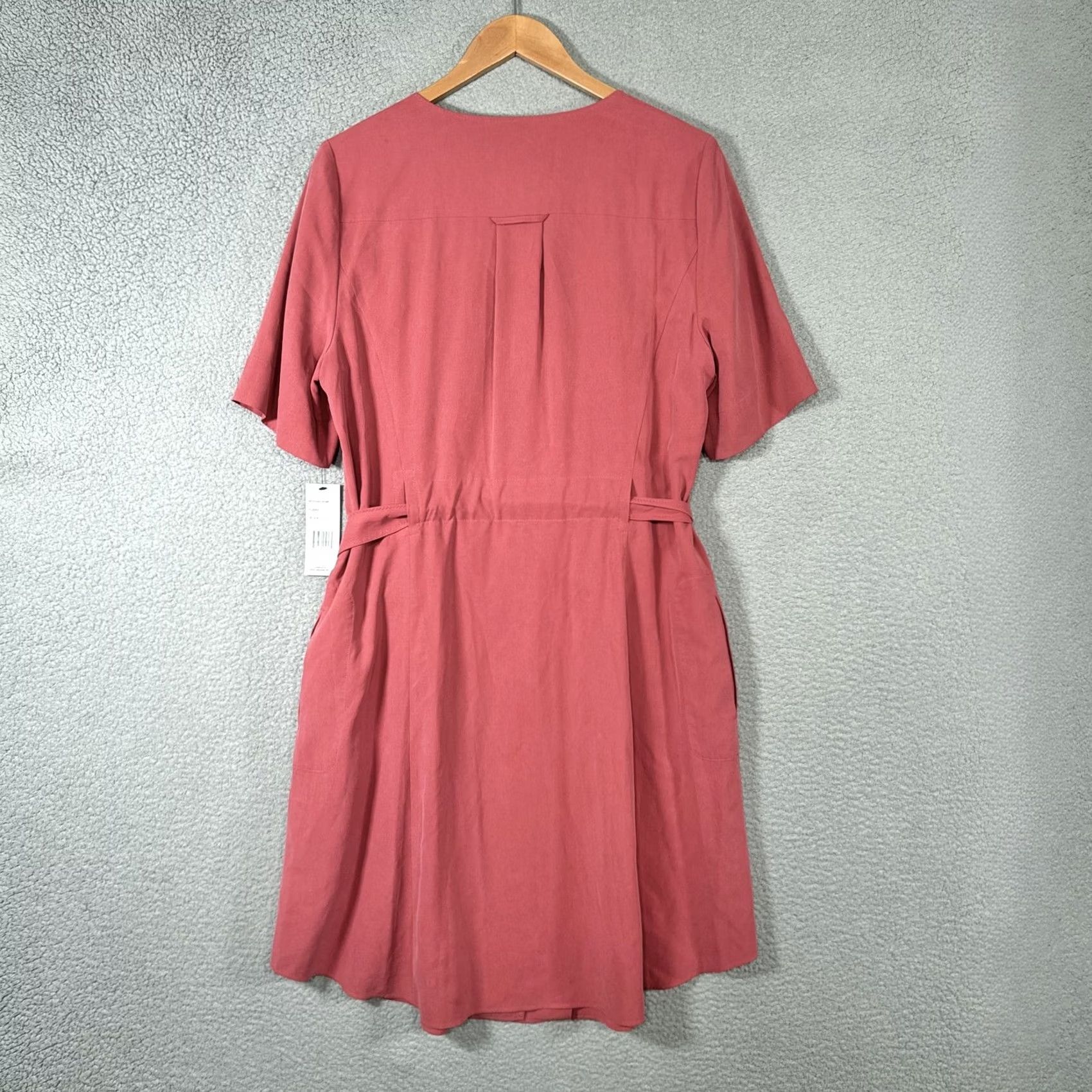 Vintage Lafayette 148 New York Silk Dress Large Red Belted Shirt Pocket Dress Size L / US 10 / IT 46 - 2 Thumbnail