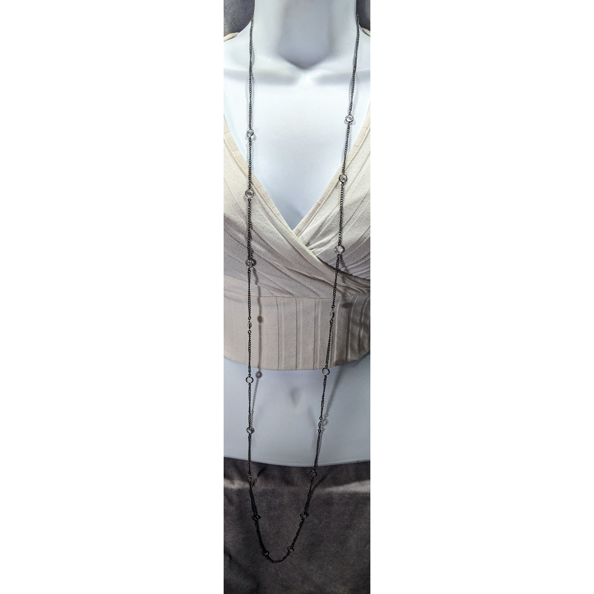 Other Premier Designs Glam Goth Gunmetal Clear Gemmed Station Neck Size ONE SIZE - 2 Thumbnail