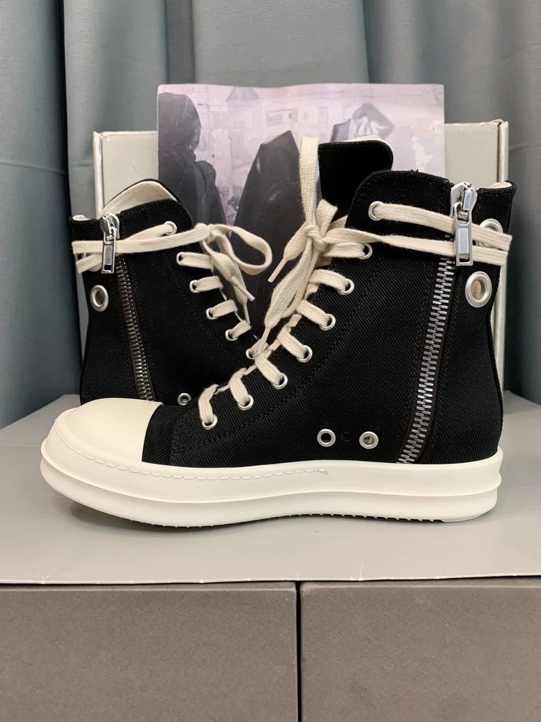 Rick Owens Rick Owens Black and white high-top canvas sneakers Size US 10 / EU 43 - 6 Thumbnail