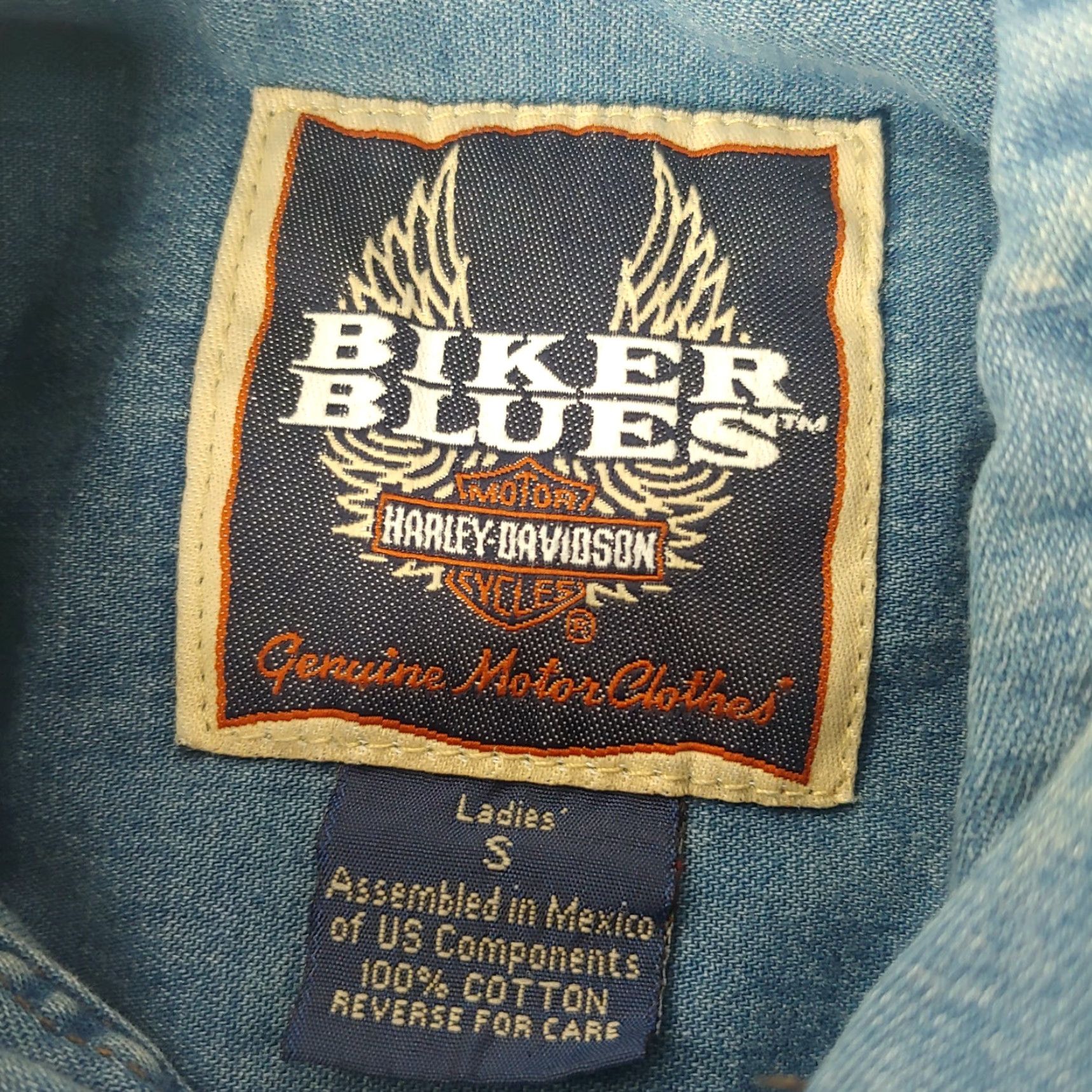 Harley Davidson Harley-Davidson Women’s Sleeveless Chambray Shirt Biker Motorcycle Riding Blue Small Size S / US 4 / IT 40 - 4 Thumbnail