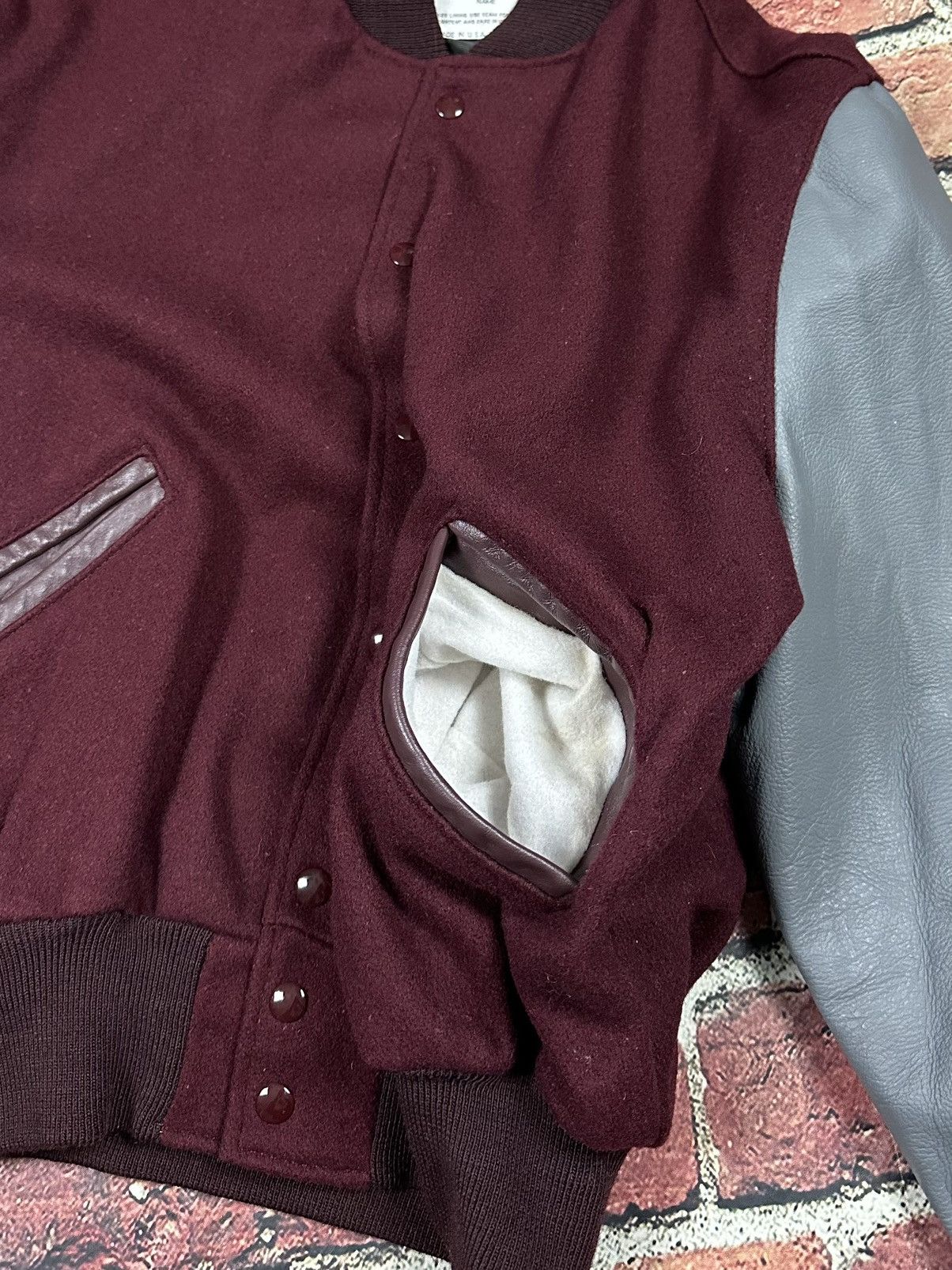 Delong × Vintage Vintage DeLong Letterman Varsity Jacket 80s Wool Leather Size US L / EU 52-54 / 3 - 11 Thumbnail