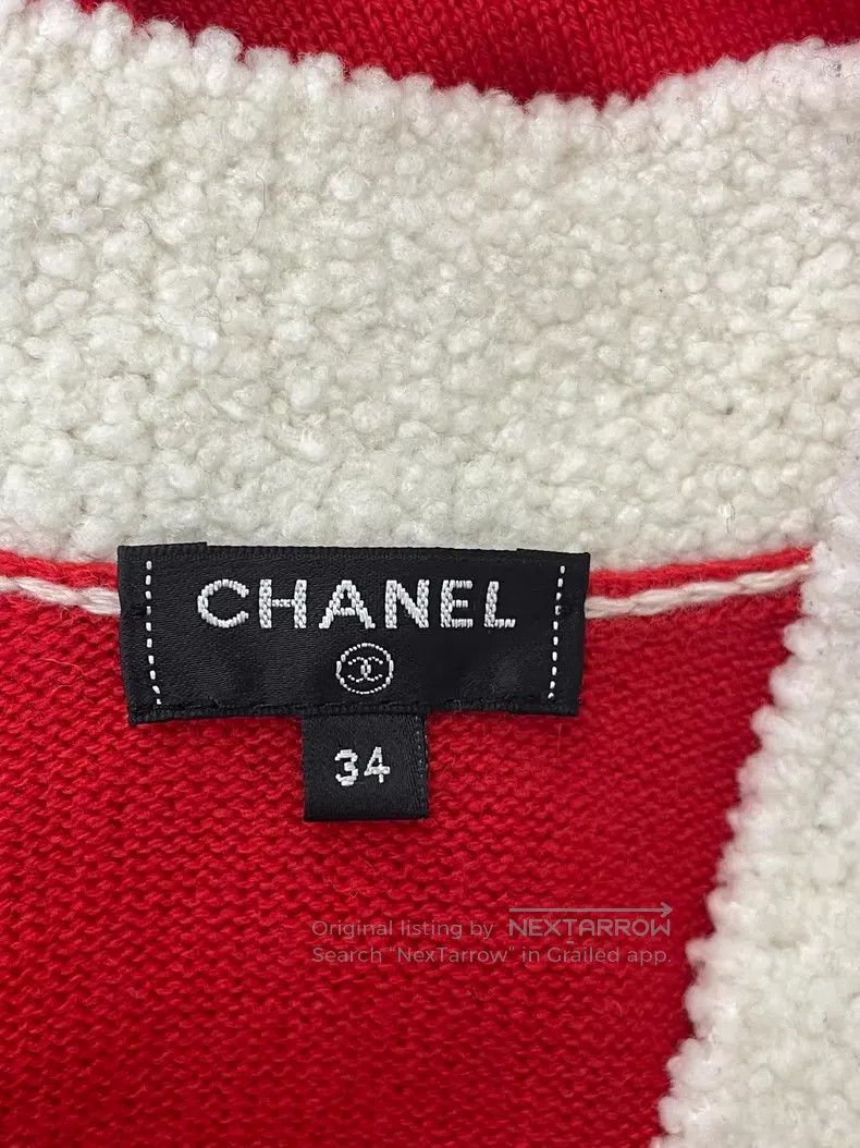 Chanel Chanel Red and white cashmere cardigan coat Size XXS / US 00 / IT 34 - 4 Thumbnail