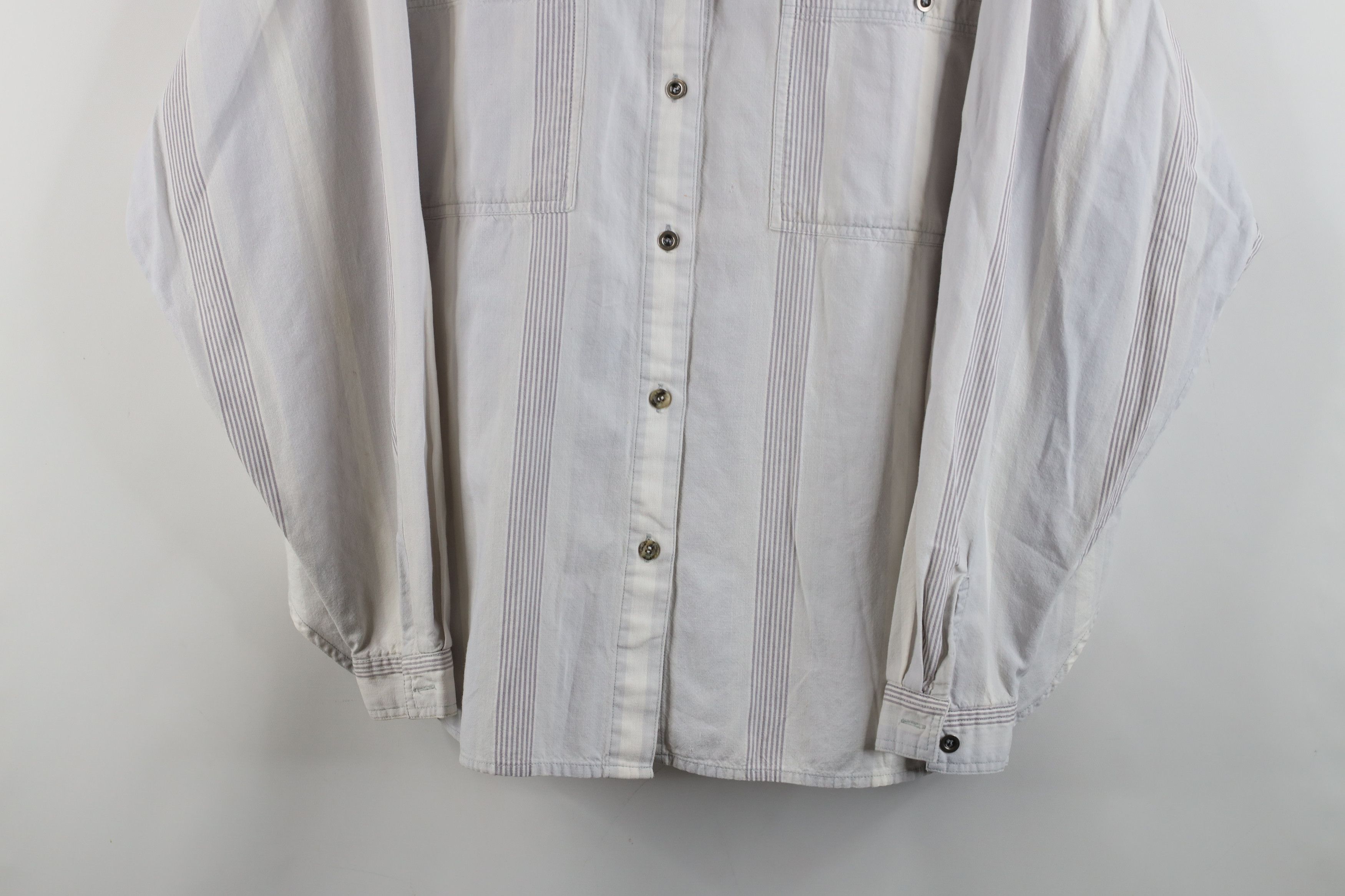 Vintage Vintage 90s Streetwear Baggy Big Pocket Striped Button Shirt Size XL / US 12-14 / IT 48-50 - 3 Thumbnail