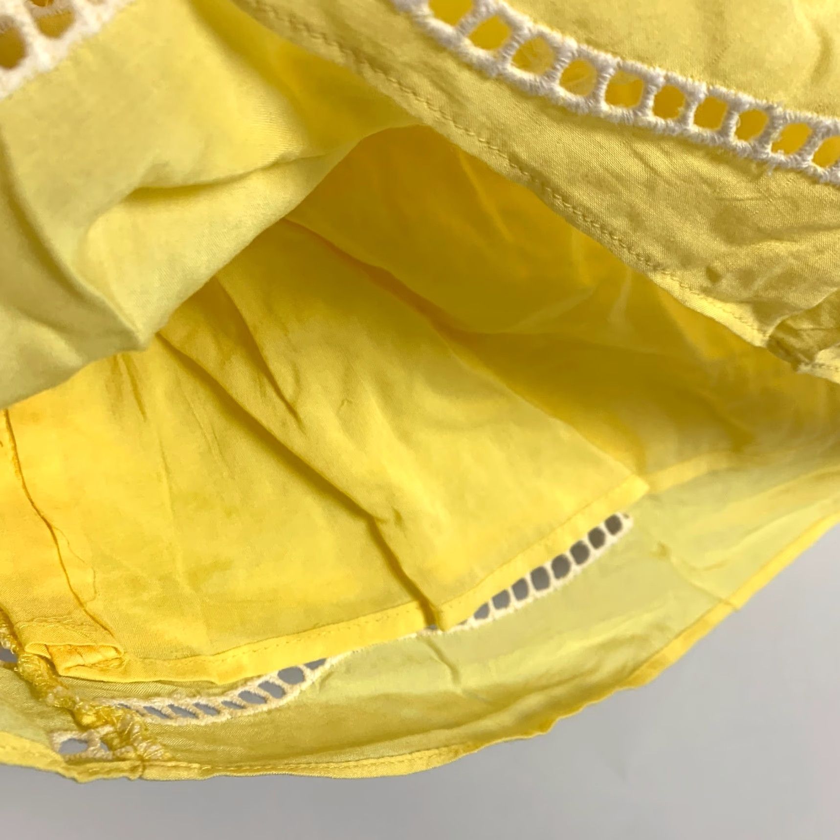 Boston Proper Boston Proper Dress Sundress Tank Dress Beaded V-Neck Yellow White Eyelet Short XS Womens XS Size 26" / US 2 / IT 38 - 5 Thumbnail