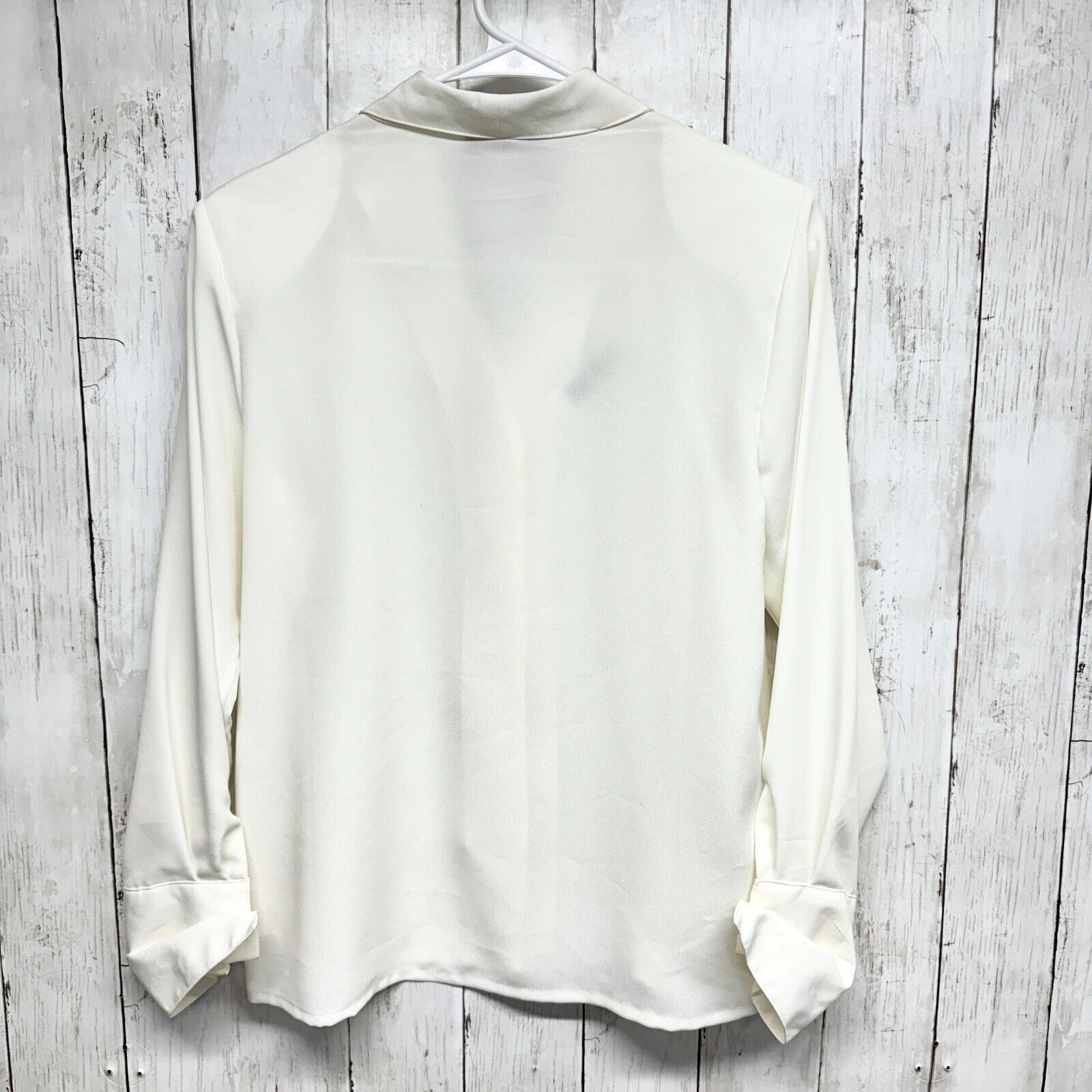 Vintage VTG Notations 1980s Button Down Blouse Sz 4 White Polyester Size S / US 4 / IT 40 - 3 Thumbnail