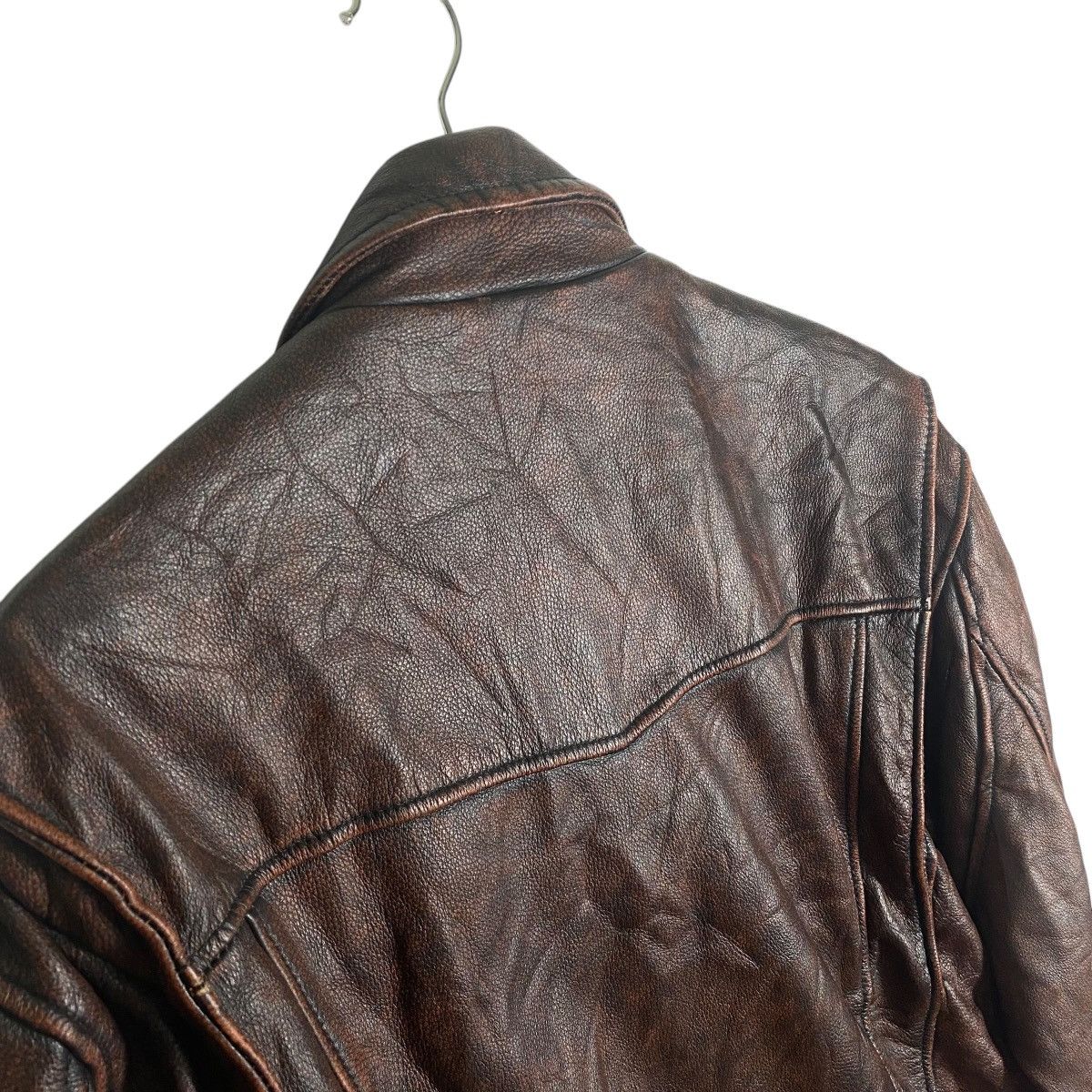 Genuine Leather × Leather Vintage Fortime Fashion Leather Zipper Jacket Size US XL / EU 56 / 4 - 12 Thumbnail