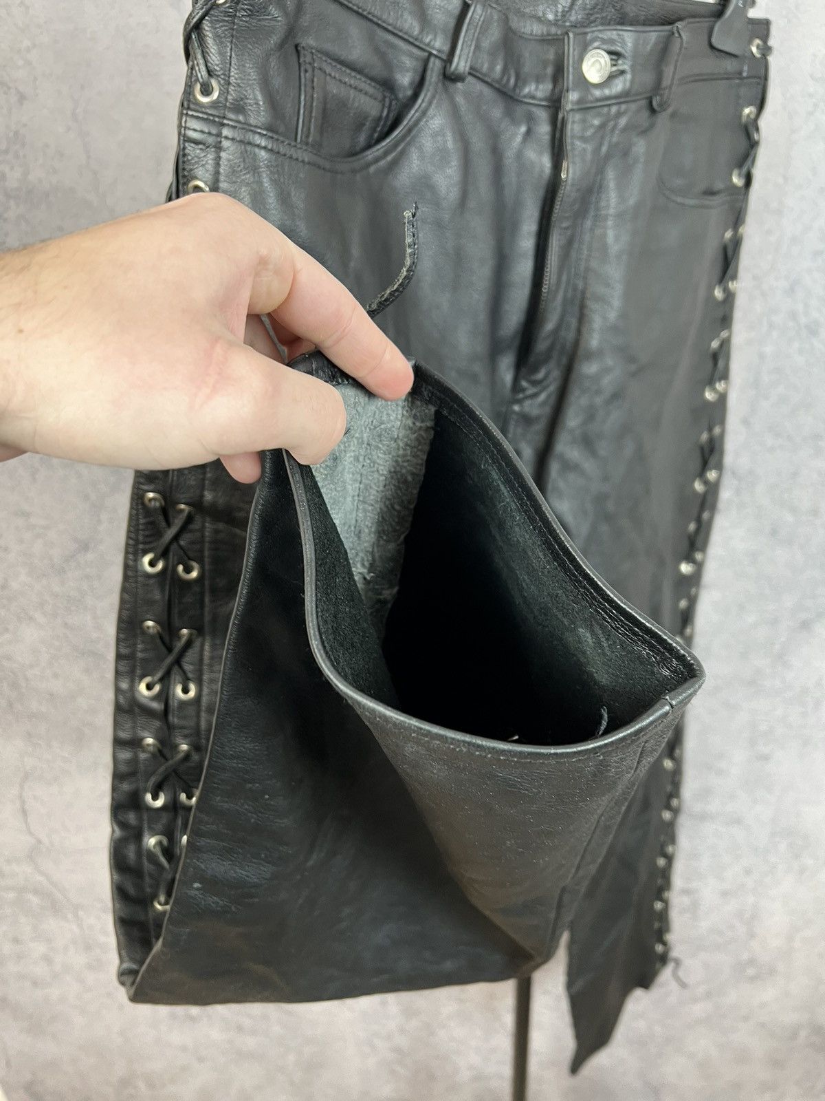 Vintage Real Leather Bikers Pants Motorcycle Y2K