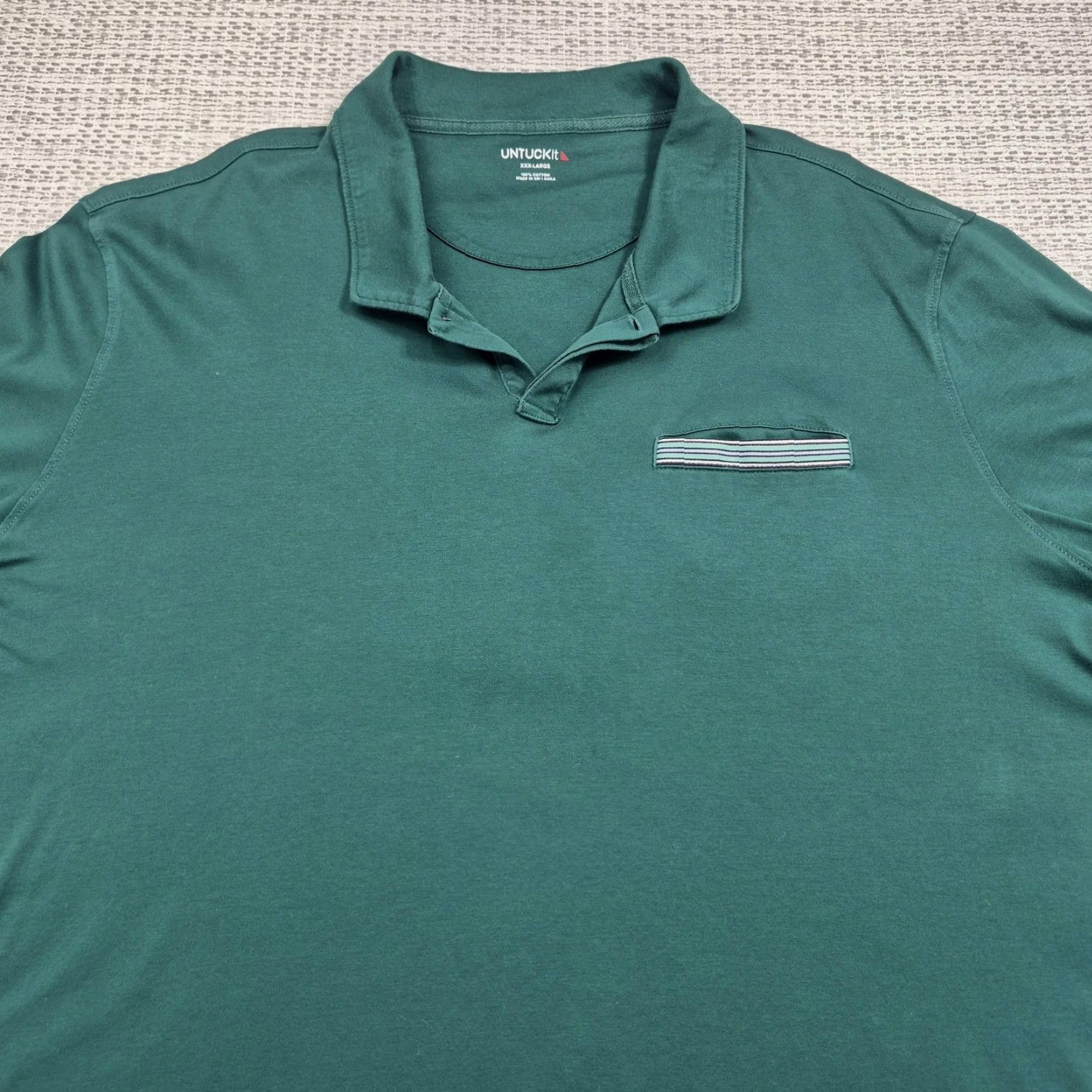 UNTUCKit UNTUCKit Polo Shirt Mens 3XL Green LS Damaschino Pocket Long Sleeve Cotton Knit Shirt Size US XXL / EU 58 / 5 - 4 Thumbnail