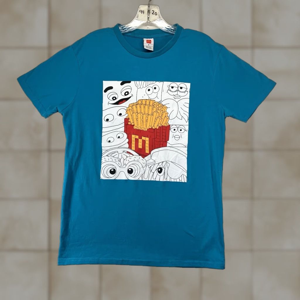 Vintage Mc Donalds Shirt Adult M Blue Graphic Short Sleeve French Fries Logo Slim Fit Men Size US M / EU 48-50 / 2 - 1 Thumbnail