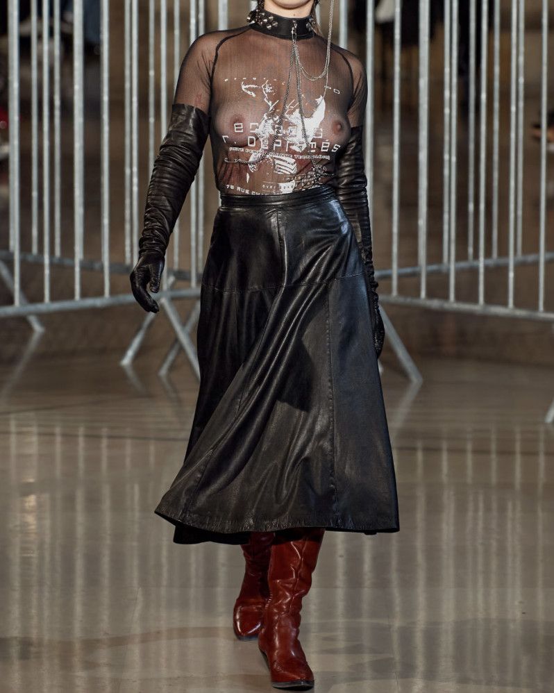 Enfants Riches Deprimes Runway SS/'22 Lamb Leather Flared Skirt Size 26" / US 2 / IT 38 - 1 Thumbnail