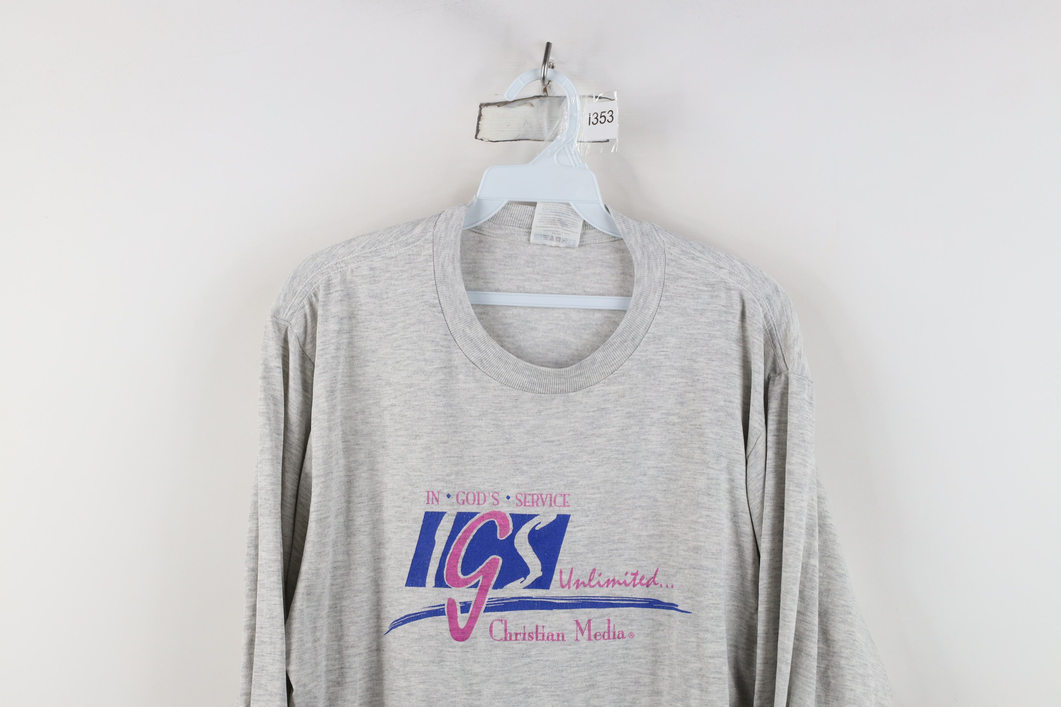 Vintage Vintage Christian Medium In Gods Service Long Sleeve T-Shirt Size L / US 10 / IT 46 - 2 Thumbnail