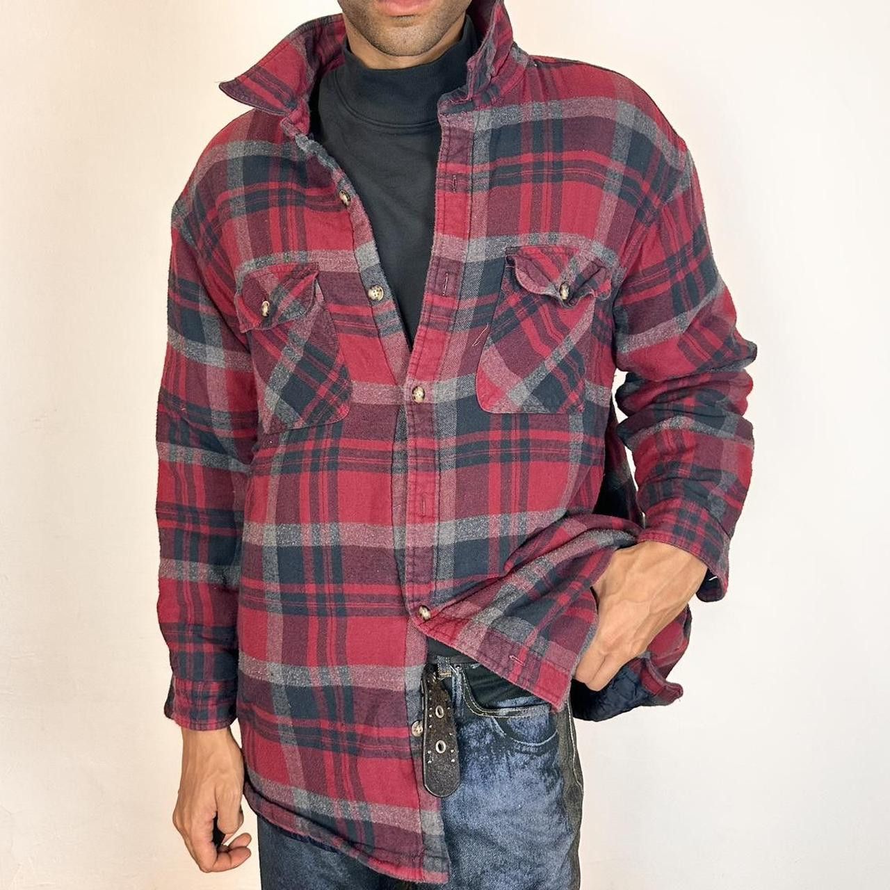 Cherokee Vintage Cherokee Red/Navy Plaid Quilted Flannel Jacket - XL Size US XL / EU 56 / 4 - 1 Thumbnail