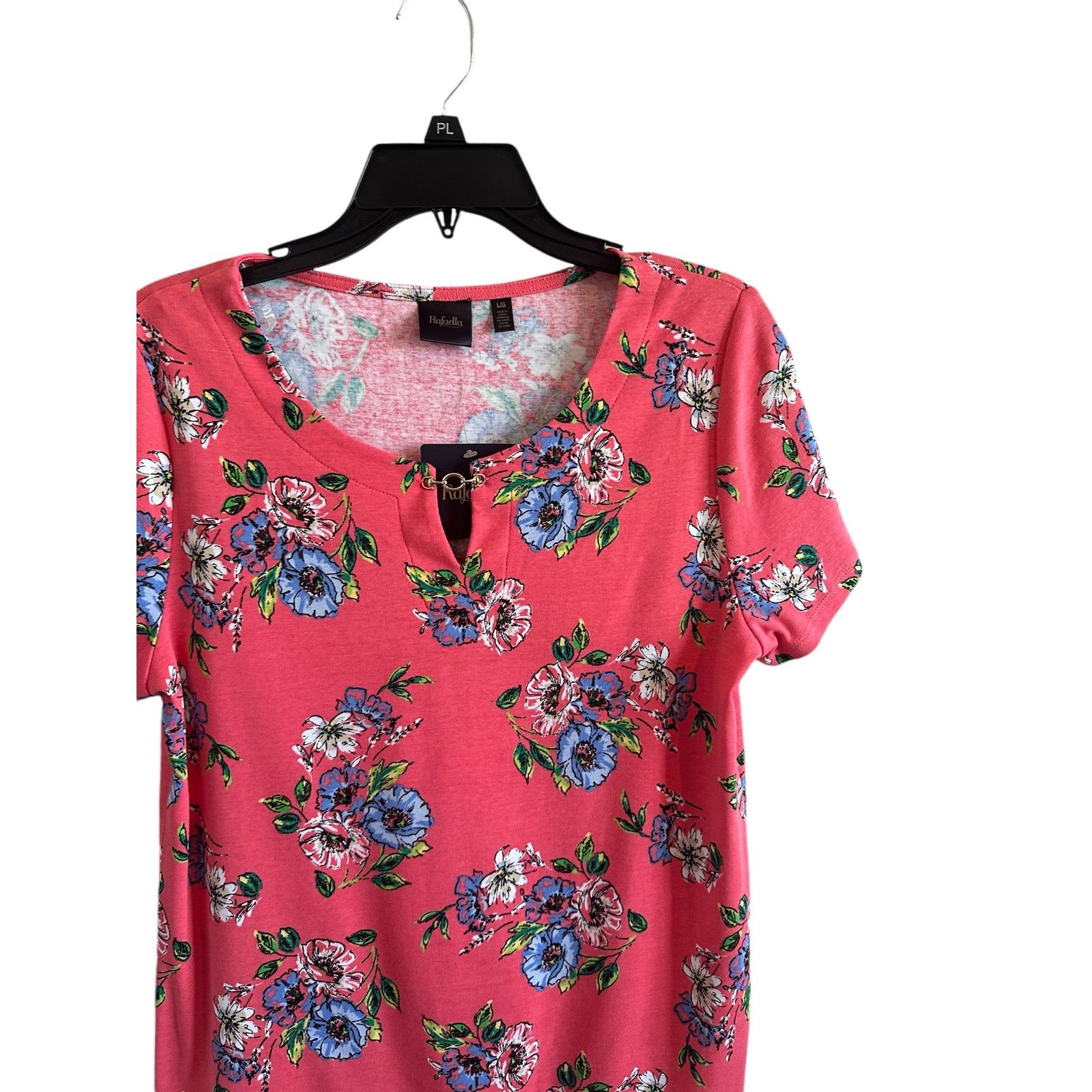 Other Rafaella Floral Short Sleeve Round Neck Cotton Blouse Top Size L / US 10 / IT 46 - 5 Thumbnail