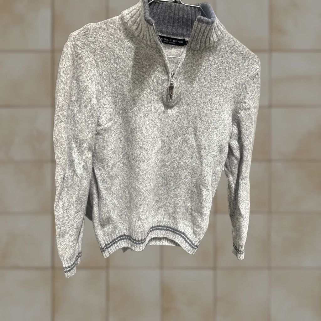 Vintage Daniele Blasi Men’s Wool Blend Knit Sweater Quarter Zip Gray Size XL Regular Holiday/Business/Casual Size US M / EU 48-50 / 2 - 1 Thumbnail