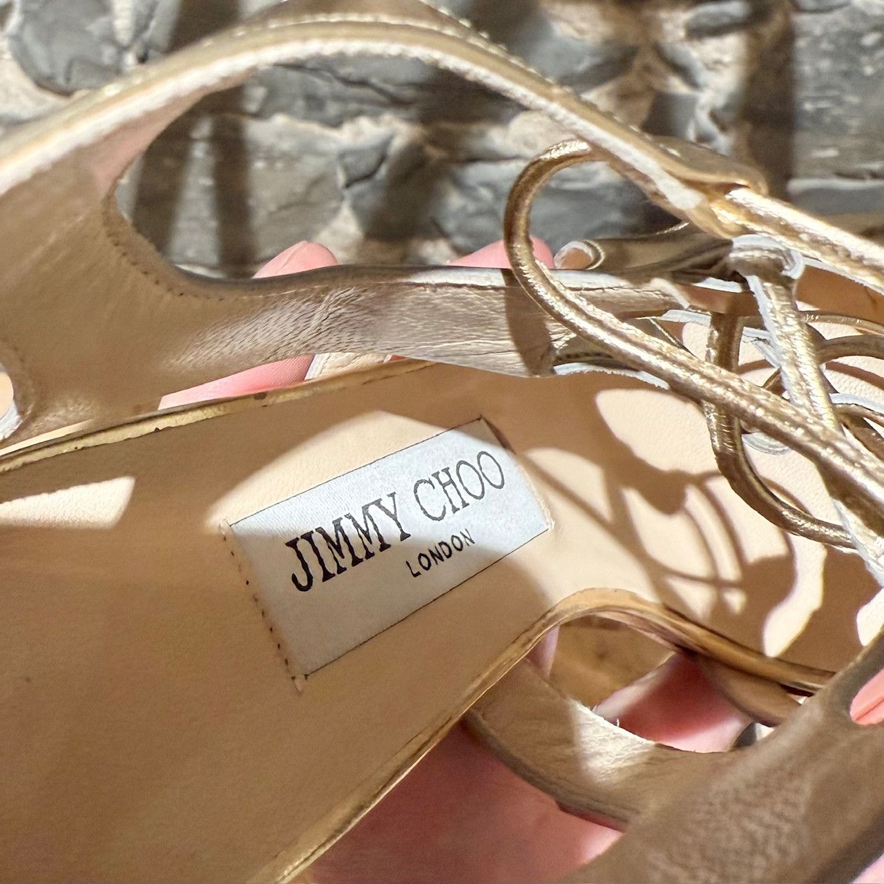 Jimmy Choo Jimmy Choo Diffuse Mirror Gold Gladiator Heeled Sandals Size US 6 / IT 36 - 11 Thumbnail