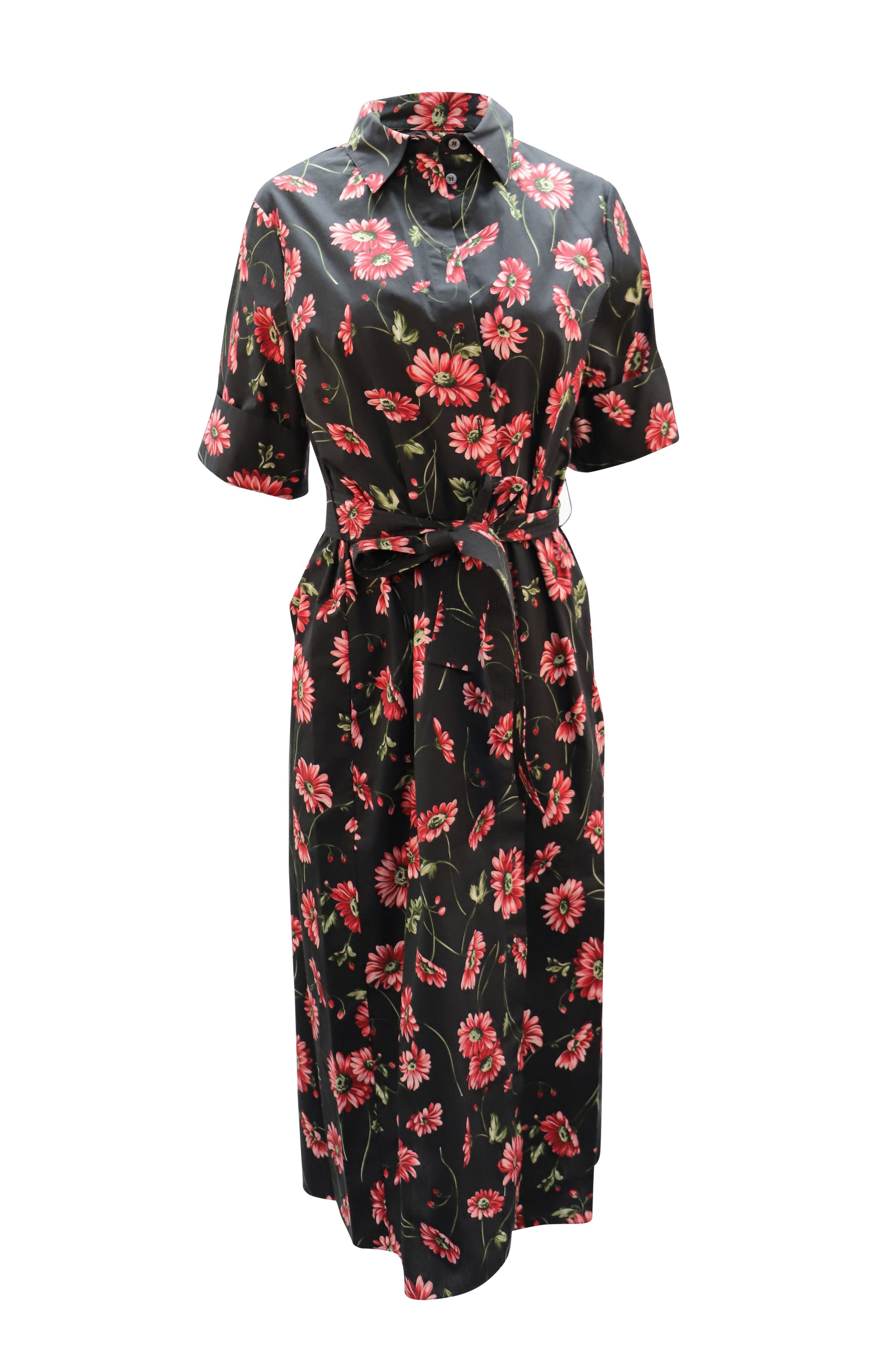 Adam Lippes Adam Lippes Floral Pint Maxi Dress in Black Cotton Size XS / US 0-2 / IT 36-38 - 1 Thumbnail