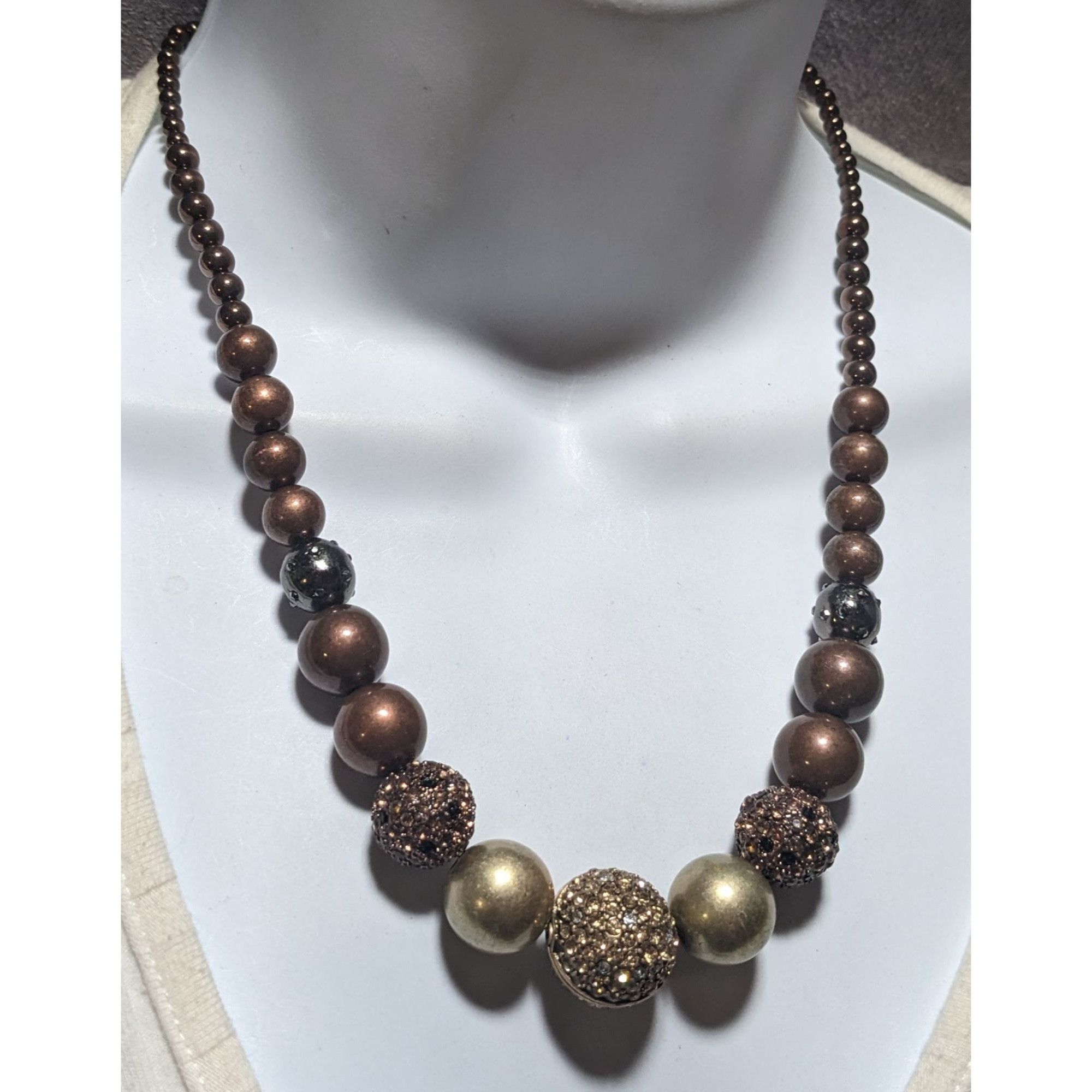 Chicos Chico's Vintage Brown & Gold Beaded Necklace Size ONE SIZE - 6 Thumbnail