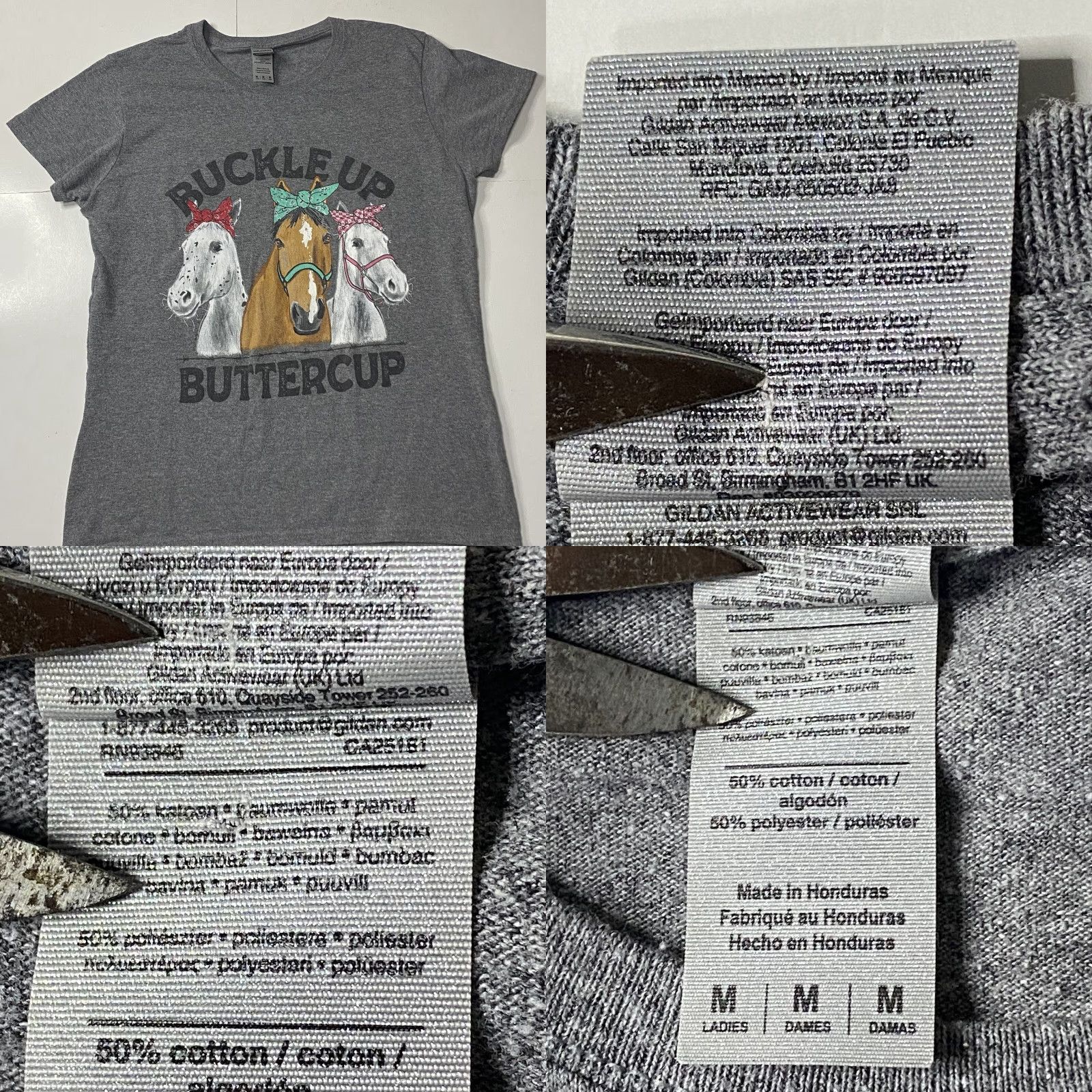 Gildan Gildan T-Shirt Buckle Up Buttercup Gray Medium Regular Cotton Women’s T-Shirt, Crew Neck, Short Sleeve Size M / US 6-8 / IT 42-44 - 8 Thumbnail