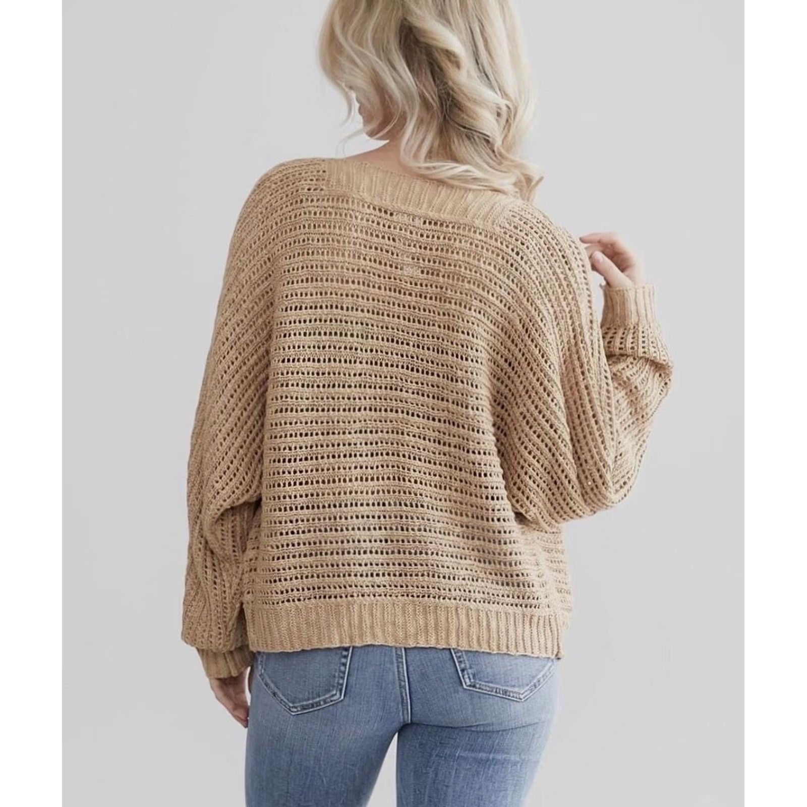 Vintage Buckle Sadie & Sage Women Coffee Crochet Pointelle Open Front Cardigan Sweater S Size S / US 4 / IT 40 - 4 Thumbnail